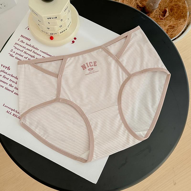 Hollow Striped Underwear Women's Panties Anti-bacterial Non-trace Comfortable Mid-waist Briefs