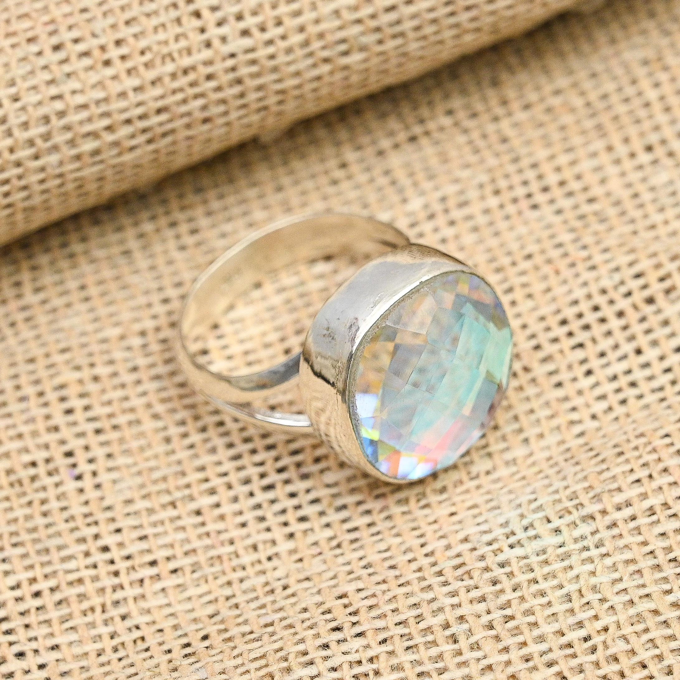 Rainbow Mystic Topaz Gemstone Handmade 925 Solid Sterling Silver Jewelry Ring For Women