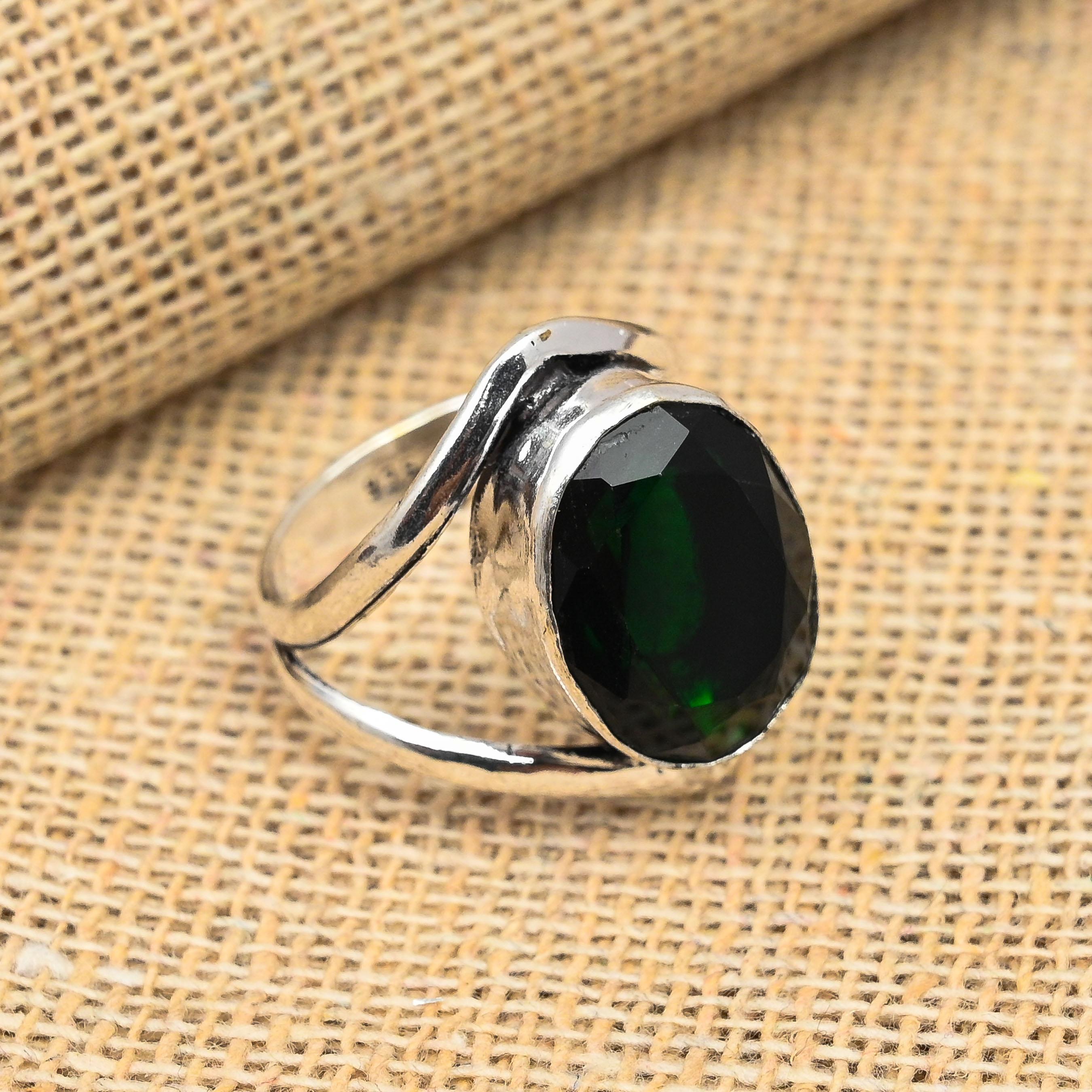 Chrome Diopside Gemstone Handmade Jewelry 925 Sterling Silver Ring for Her