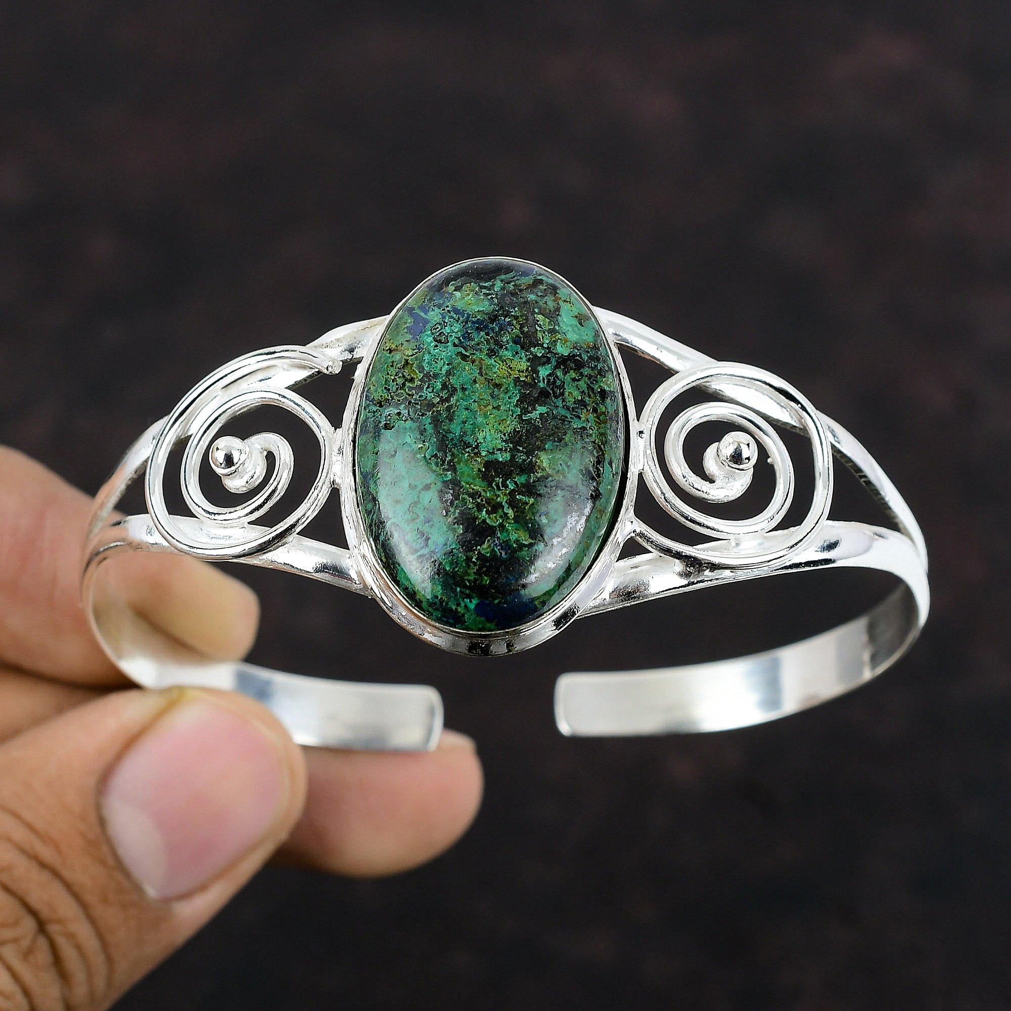 Shattuckite Bangle Handmade Latest Design Cuff Bracelet 925 Sterling Silver Bangle Adjustable Cuff Bracelet Gemstone Jewelry Gift For Women