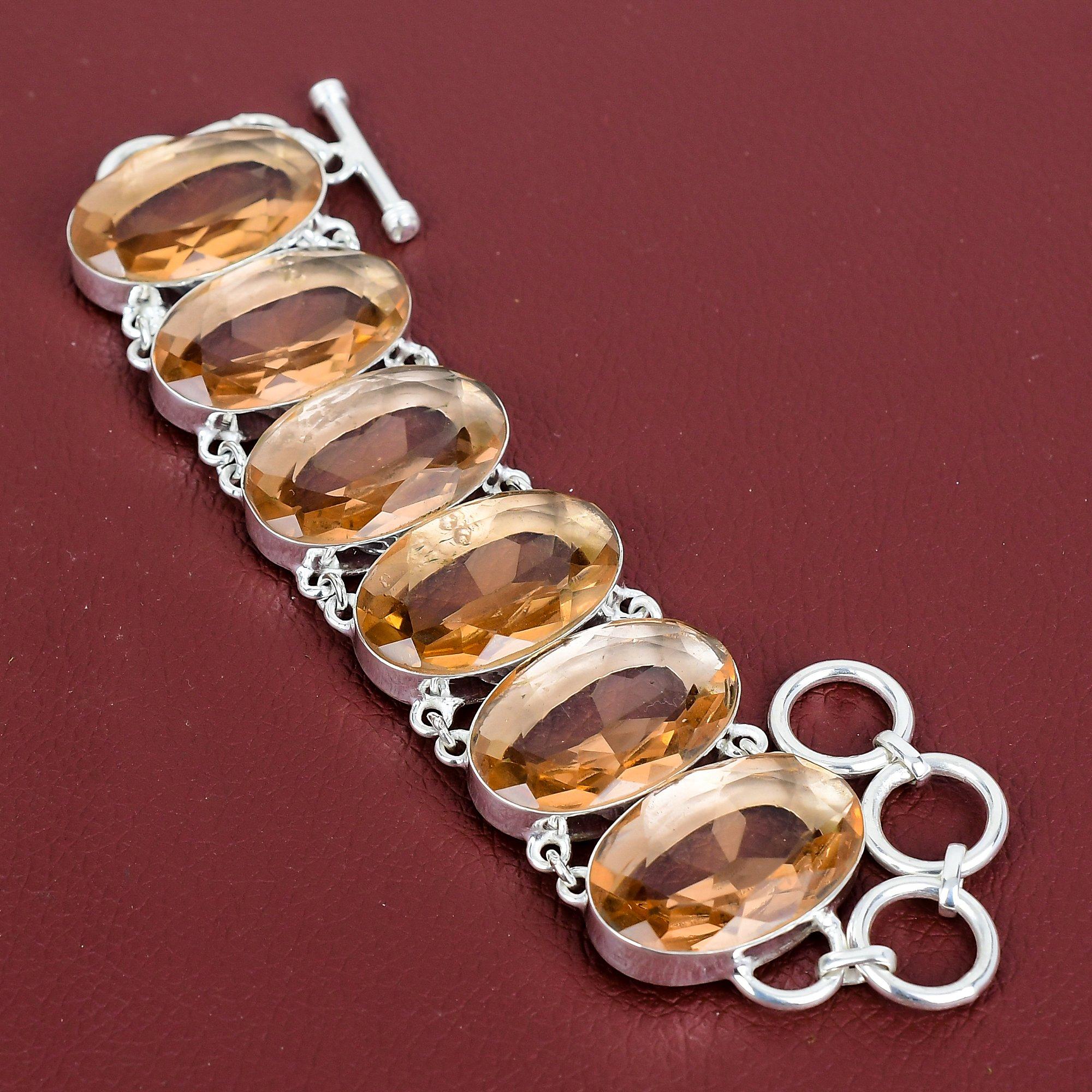 Faceted morganite bracelet gemstone handmade jewelry 925 sterling silver bracelet adjustable chain bracelet gifts for wife brand new jewelry