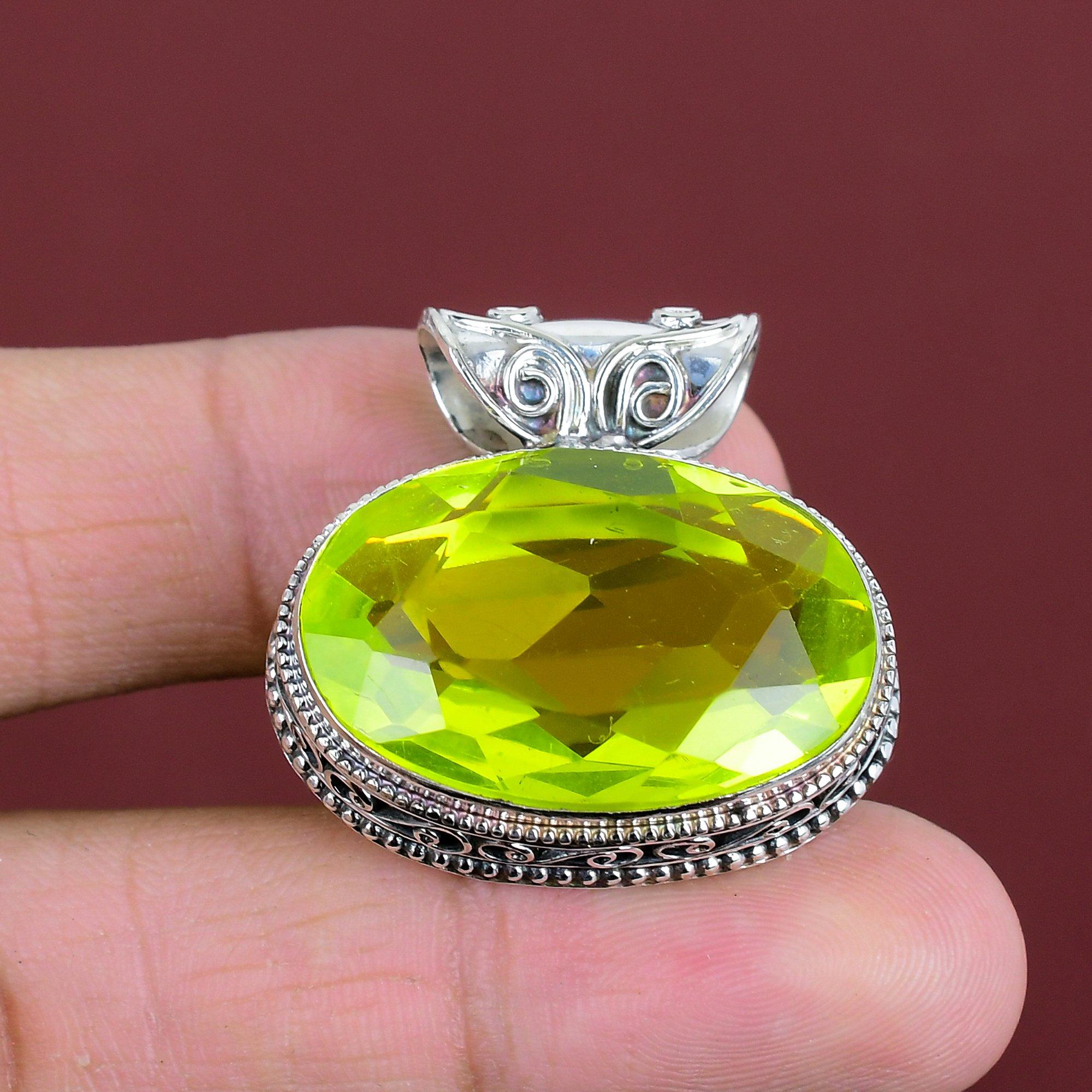 Faceted Lemon Topaz Pendant Vintage Gemstone Pendant 925 Sterling Silver Pendant Handmade Jewelry Unique Pendant Silver Jewelry Wedding Gift