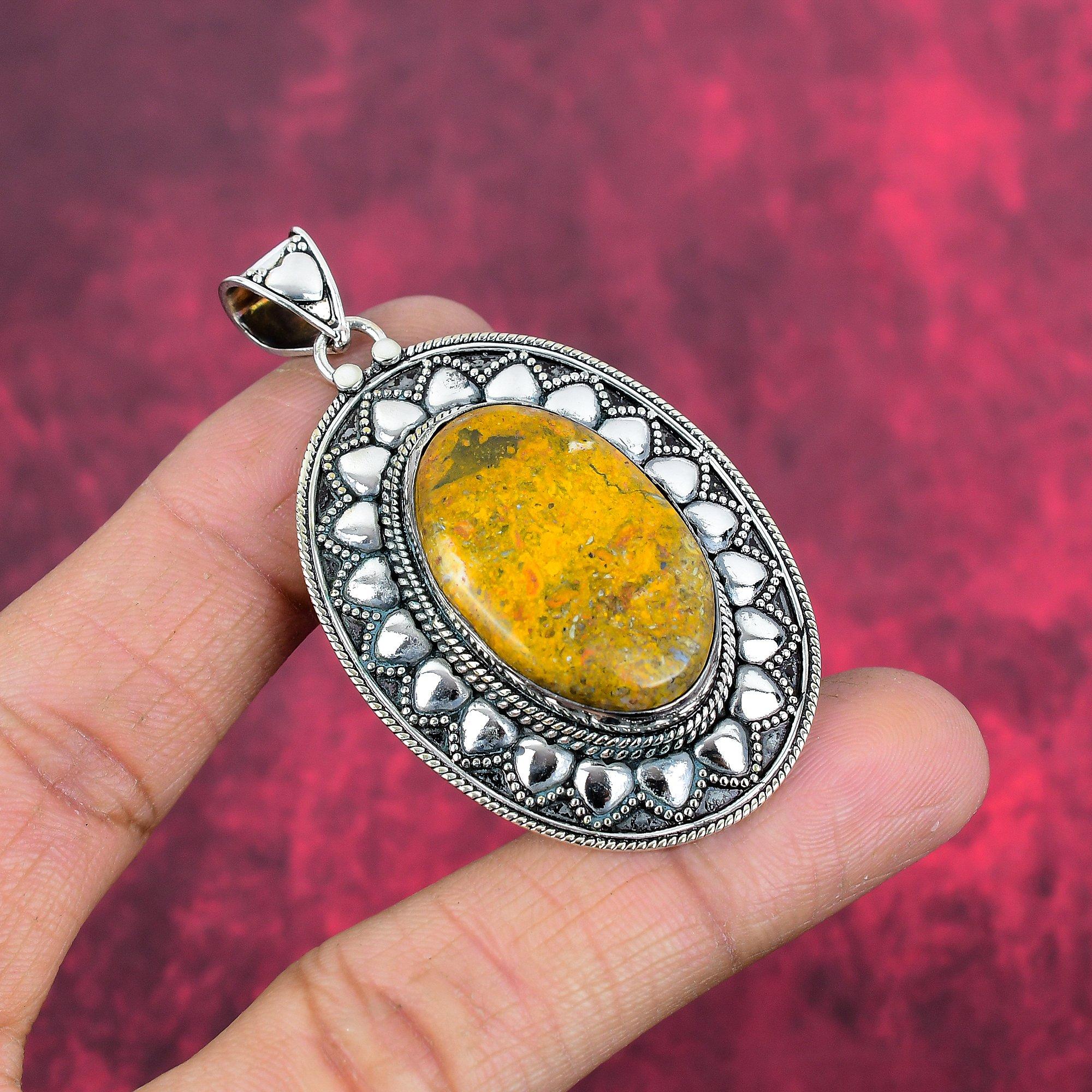 Bumblebee Jasper Pendant, 925 Solid Sterling Silver Gemstone Jewelry, Handmade Pendant, For Mother Day