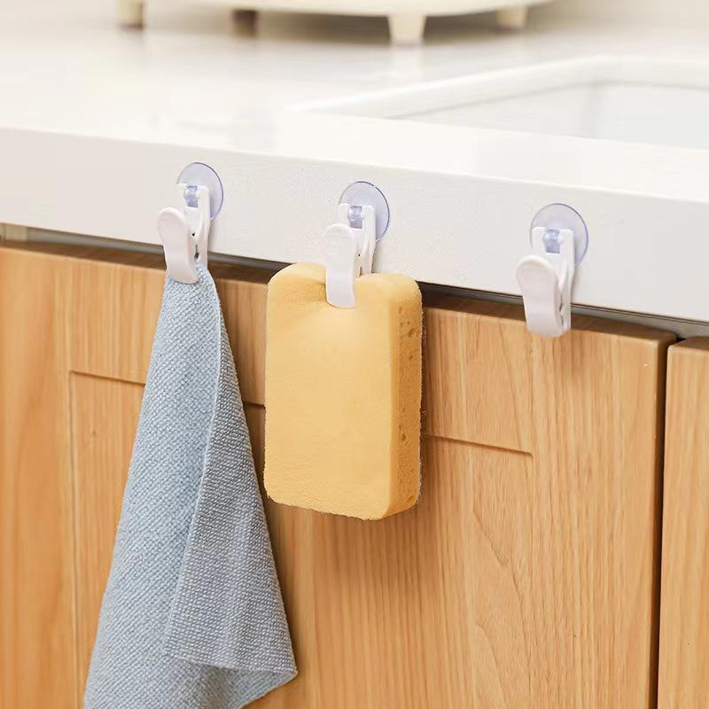 1/4PCS Multifunctional Bathroom Towel Storage Clip Kitchen Small Hook Rotating Household Suction Cup Punch-free Clip
