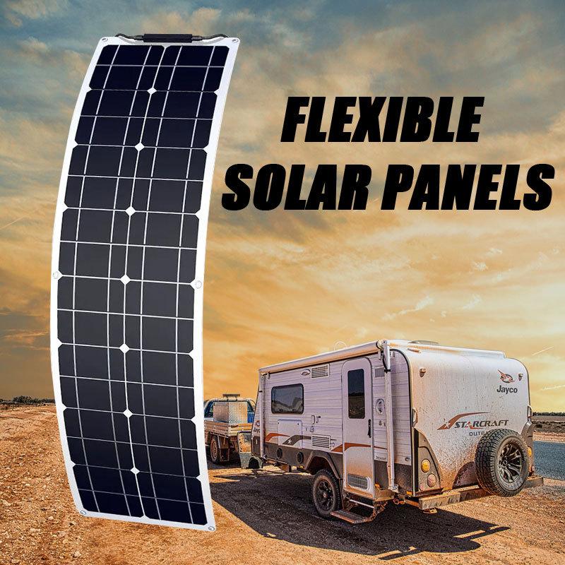 50W/100W/150W/200W Flexibilní solární panel 12V nabíječka baterií Monokrystalický křemík Vhodný pro RV Kabinu Stan Auto atd.