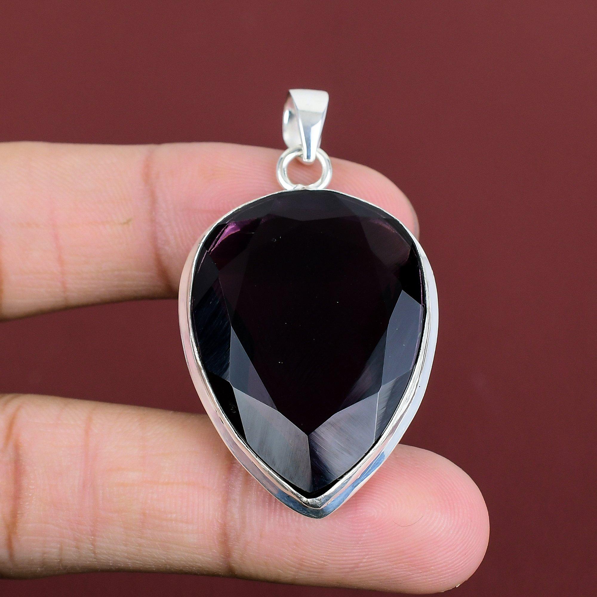 Faceted African Amethyst Pendant Handmade Pendant Real Gemstone Jewelry 925 Sterling Silver Pendant Unique Design Pendant Anniversary Gifts