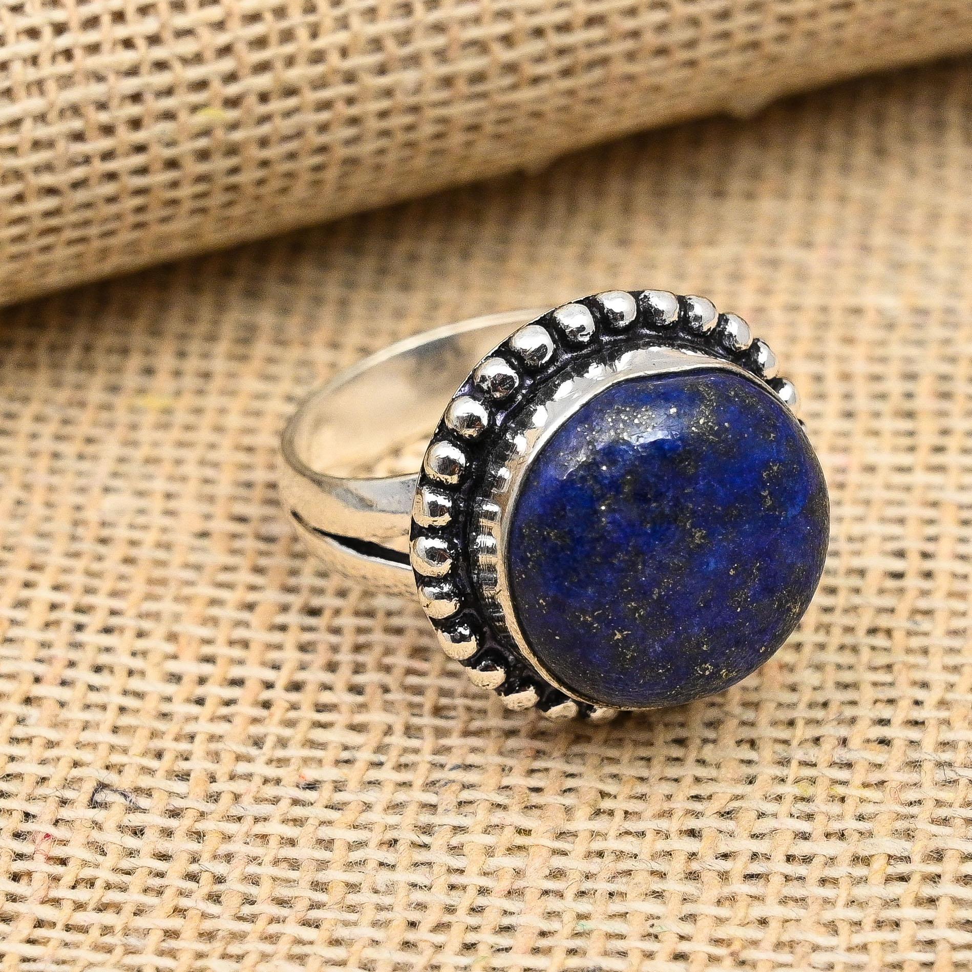 Amazing Lapis Lazuli Gemstone Handmade 925 Sterling Silver Ring Jewelry