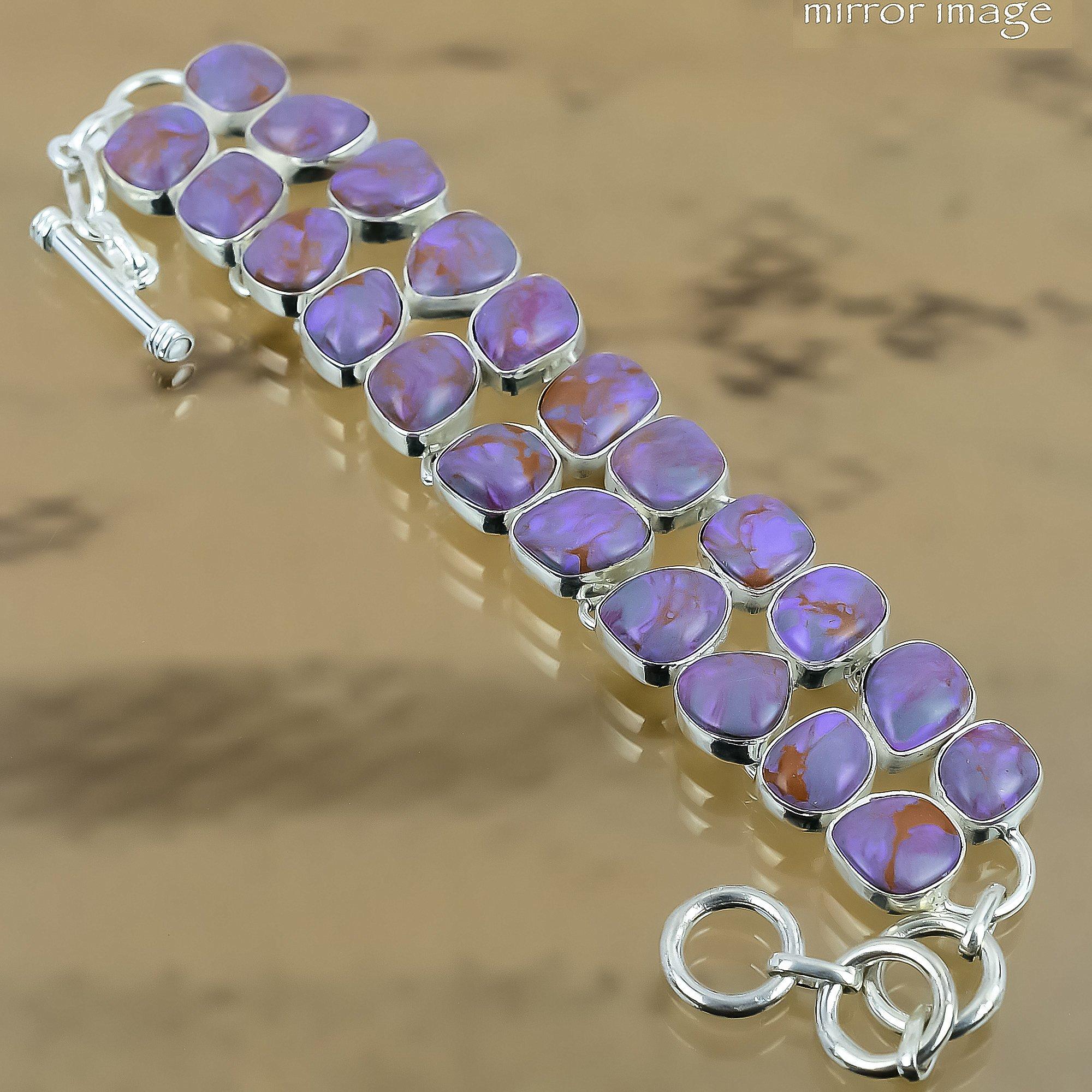 Easter Sale 925 Sterling Silver Natural Purple Turquoise Trendy Chain Bracelet