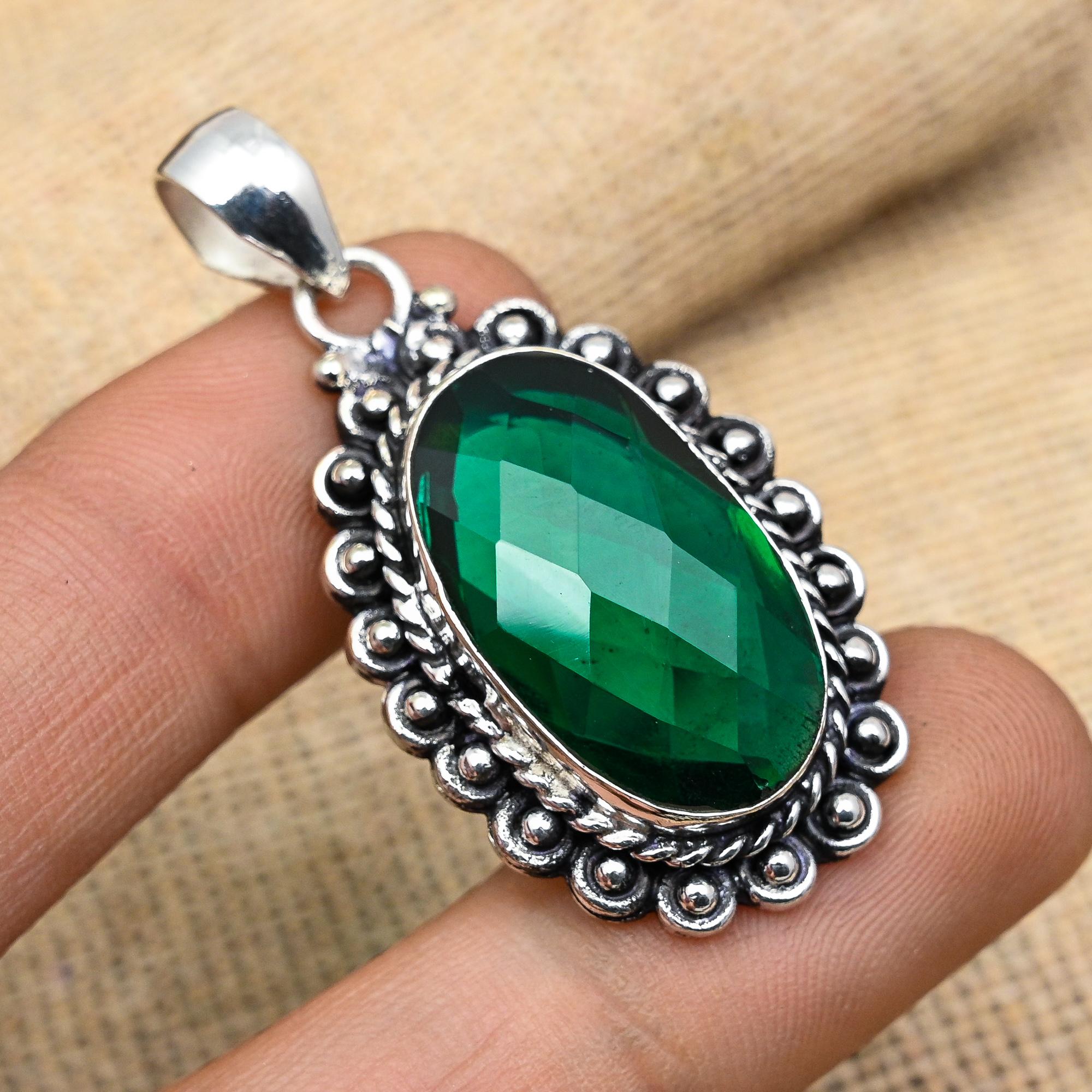 Kromdiopsid Ädelsten Handgjord 925 Massivt Sterlingsilver Smycke För Kvinnor