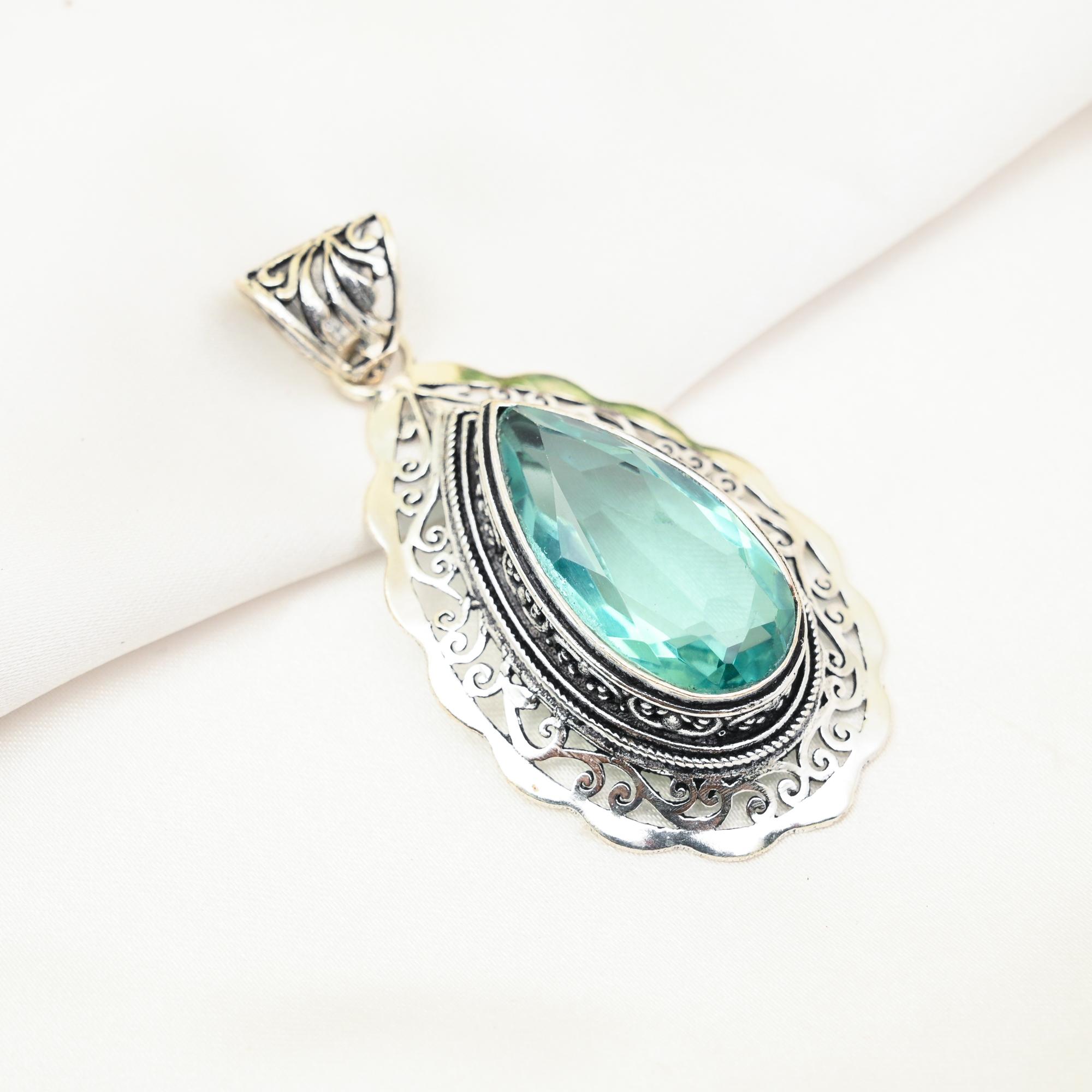 Подвеска Aqua Apatite, кулон из стерлингового серебра 925 пробы, ювелирные изделия ручной работы с драгоценными камнями, подарки для жены, абсолютно новый кулон