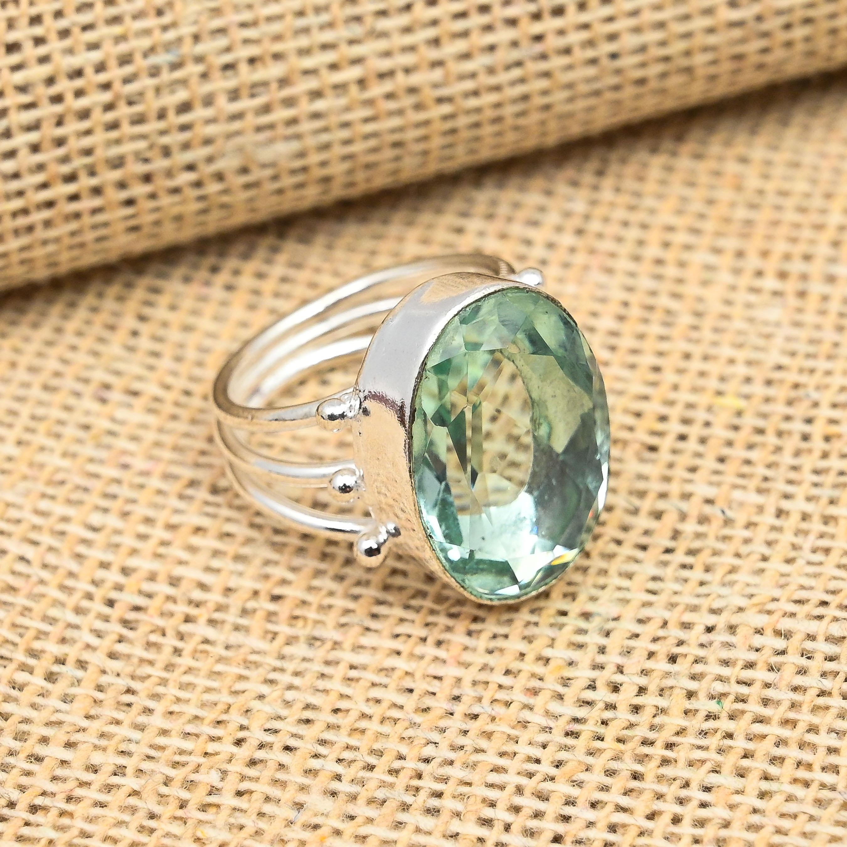 Aqua Apatite Ädelsten 925 Sterling Silver Handgjorda smycken påkostade Ring present för kvinnor