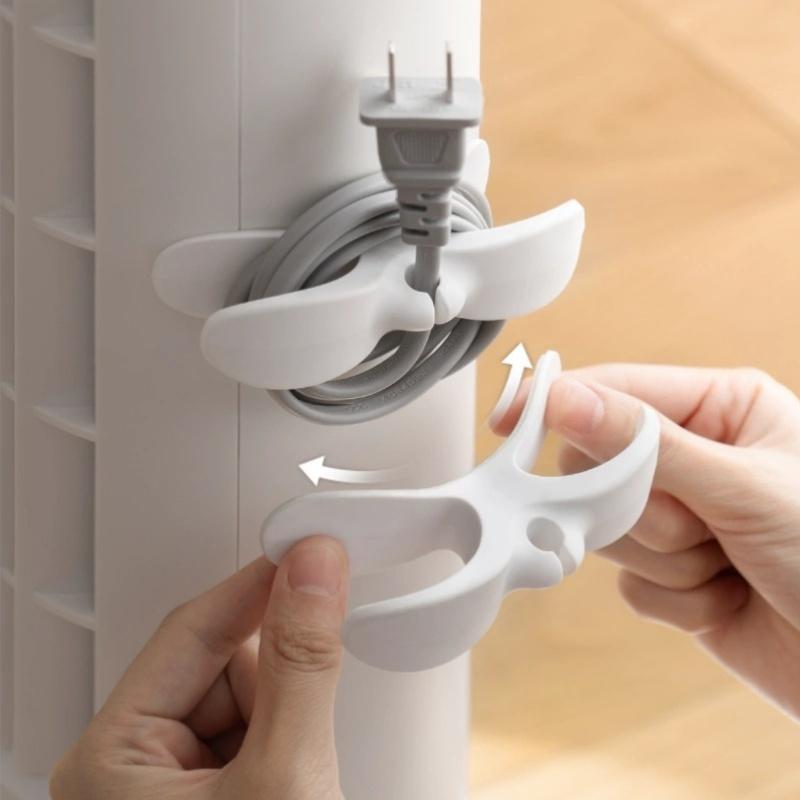 10 pcs Plastic Cord Organizer Clips, Adhesive Cable Winder for Kitchen Appliances, Wire Management Clamps for Air Fryer, Coffee Maker, Blender
