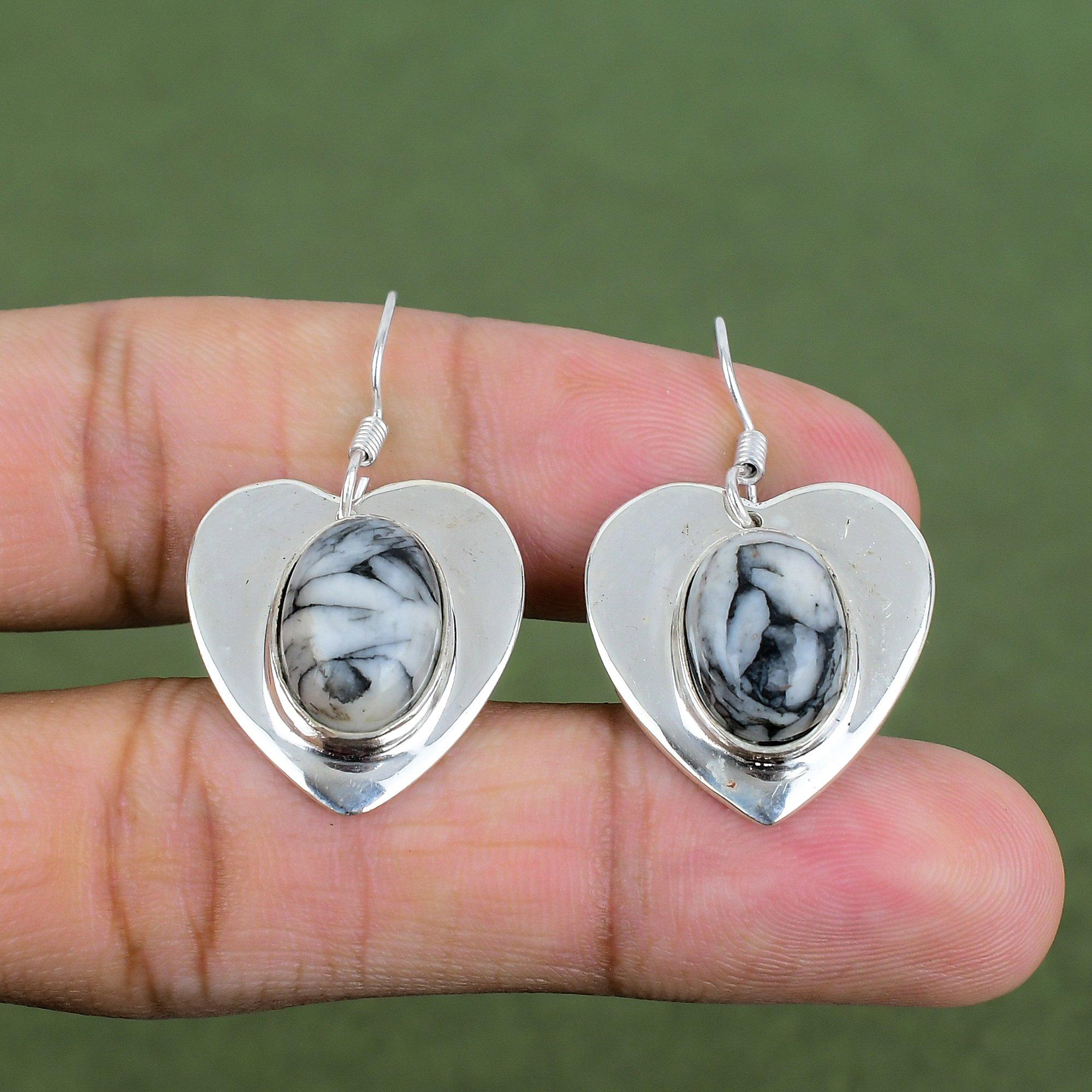 Pinolith Jasper Earring 925 Sterling Silver Earring Natural Gemstone Earrings Pinolith Jasper Jewelry Handmade Dangle Earring Gifts For Her