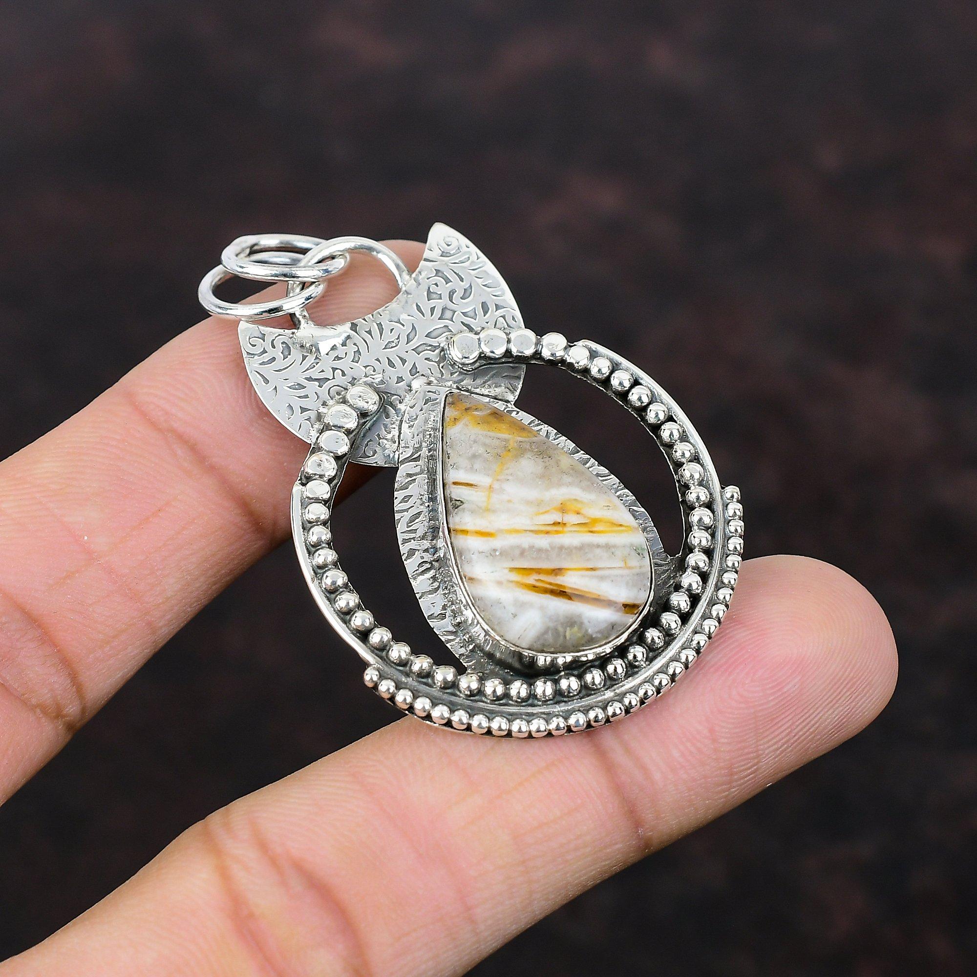 Coconut Jasper Pendant 925 Sterling Silver Pendant Genuine Gemstone Jewelry Handmade Unique Design Pendant Gift For Mother Wonderful Jewelry