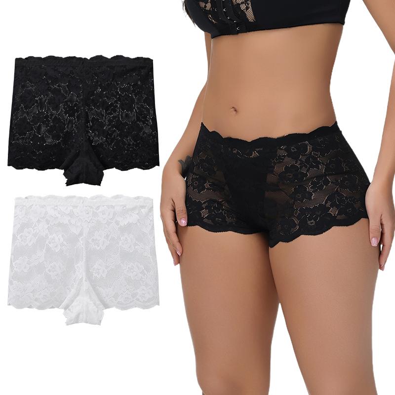 Middle Waist Women's Panties, Safety Pants, Transparent Lace Underwear, Sheer Comfortable Underpant #828