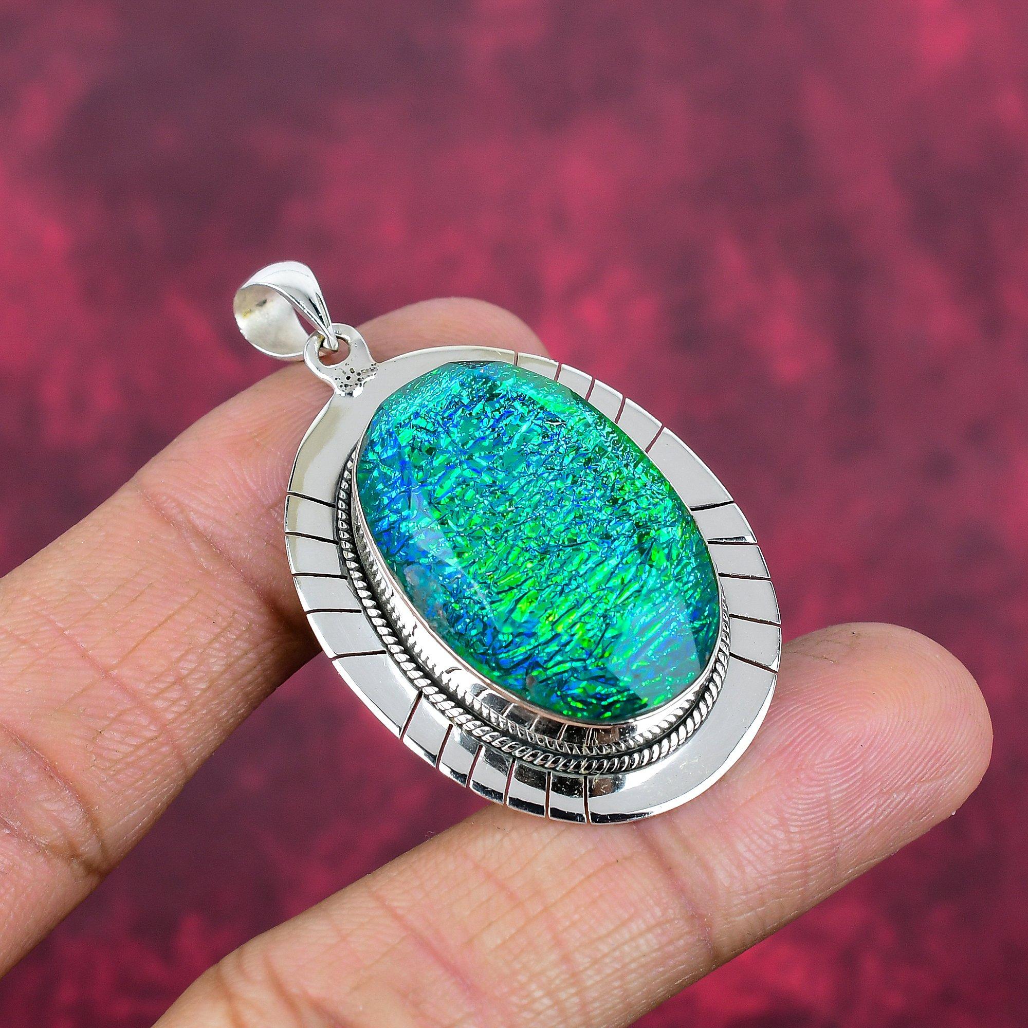 Green Triplet Opal 925 Solid Sterling Silver Pendant, Handmade Gemstone Pendant Jewelry, Gifts For Wife Brand New Pendant