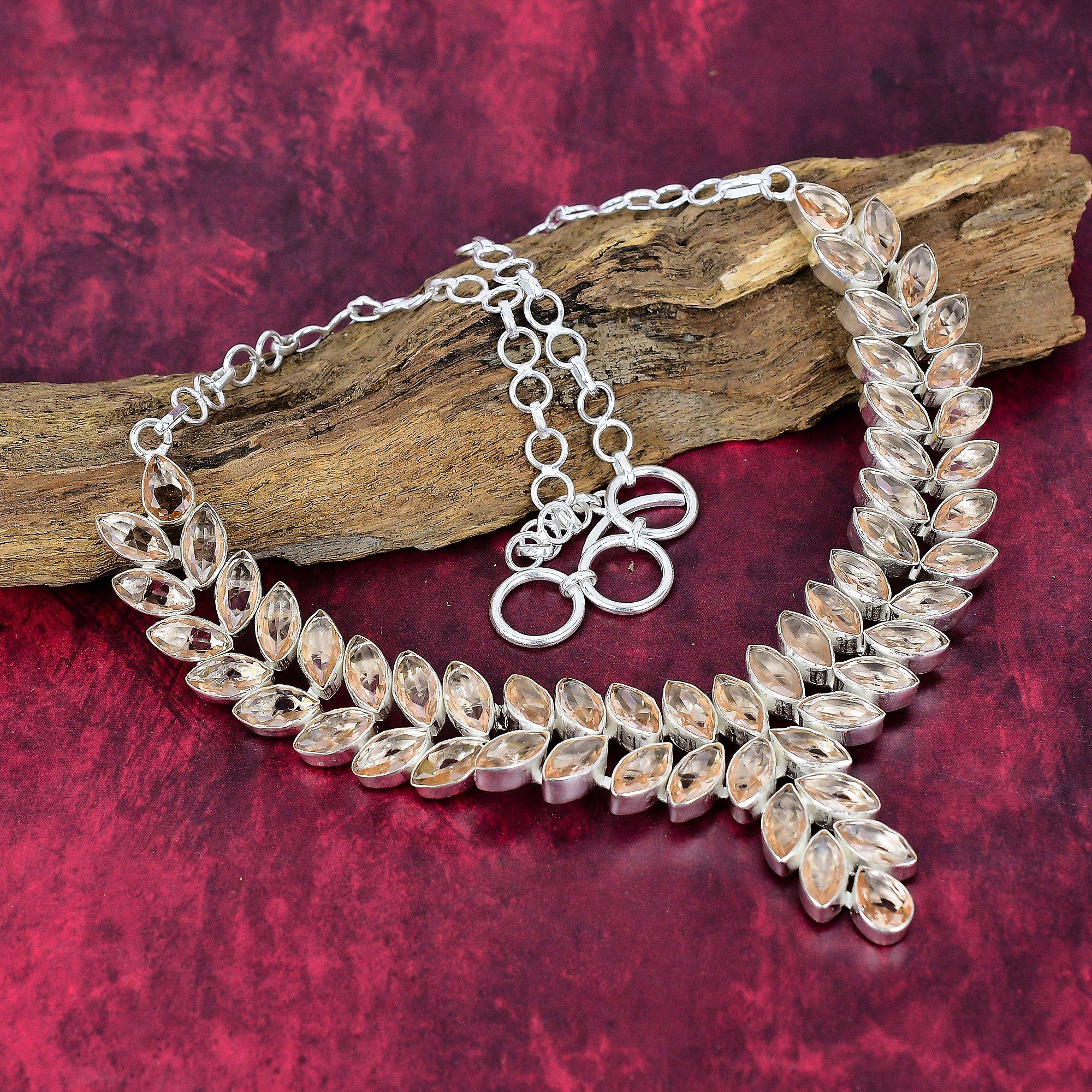 Morganite Gemstone Jewelry, Handmade 925 Solid Sterling Silver Necklace, Beautiful Morganite Necklace Gift For Women