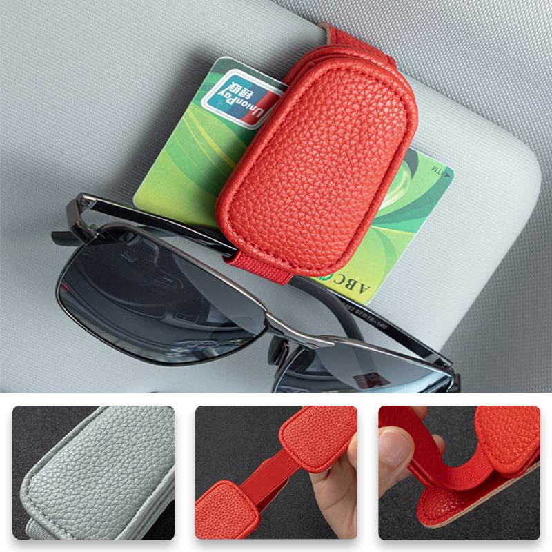 SEAMETAL Car Sun Visor Glasses Clip Leather Glasses Clip Magnetic Sunglasses Holder Hanger Universal Interior Accessories