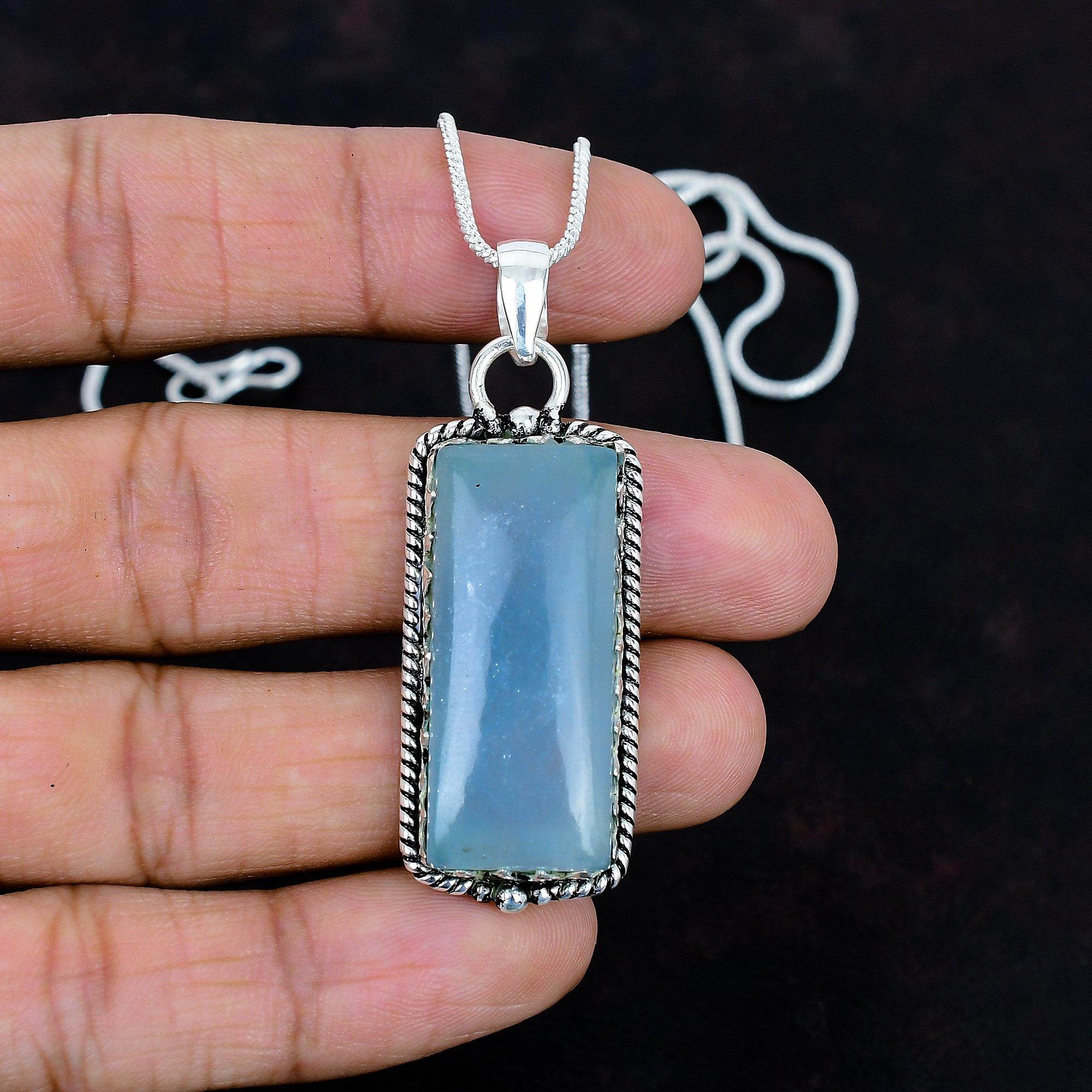 Aquamarine Pendant 925 Sterling Silver Handmade Pendant Amazing Gemstone Jewelry
