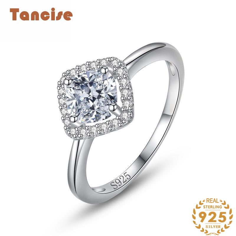 Tancise Classic 925 Sterling Silver Zircon Ring Ladies Jewelry Promesse de mariage Cadeau de fête