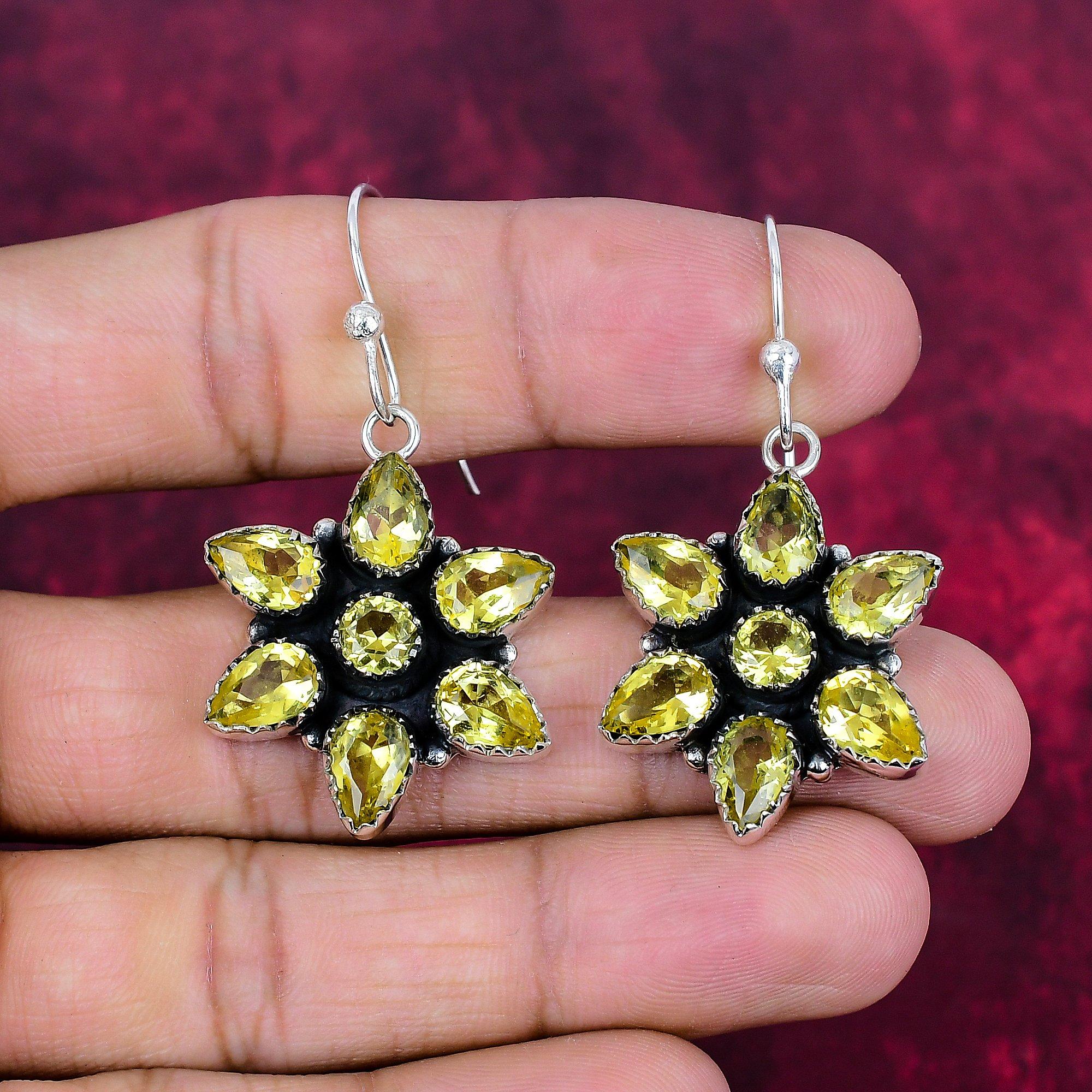 Citrin Ohrringe, 925 Sterling Silber Edelstein Schmuck, handgefertigte Ohrringe, für Thanksgiving