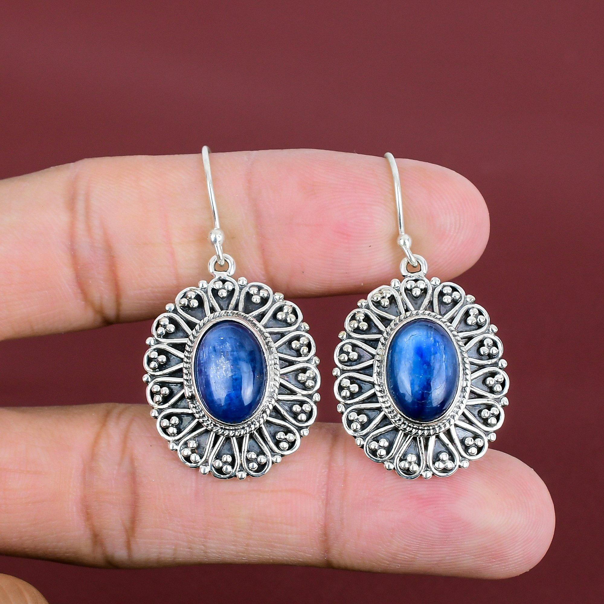 Kyanite Earrings Vintage Gemstone Earring 925 Sterling Silver Earring Unique Style Jewelry Handmade Earrings Gifts For Her Stylish Earring
