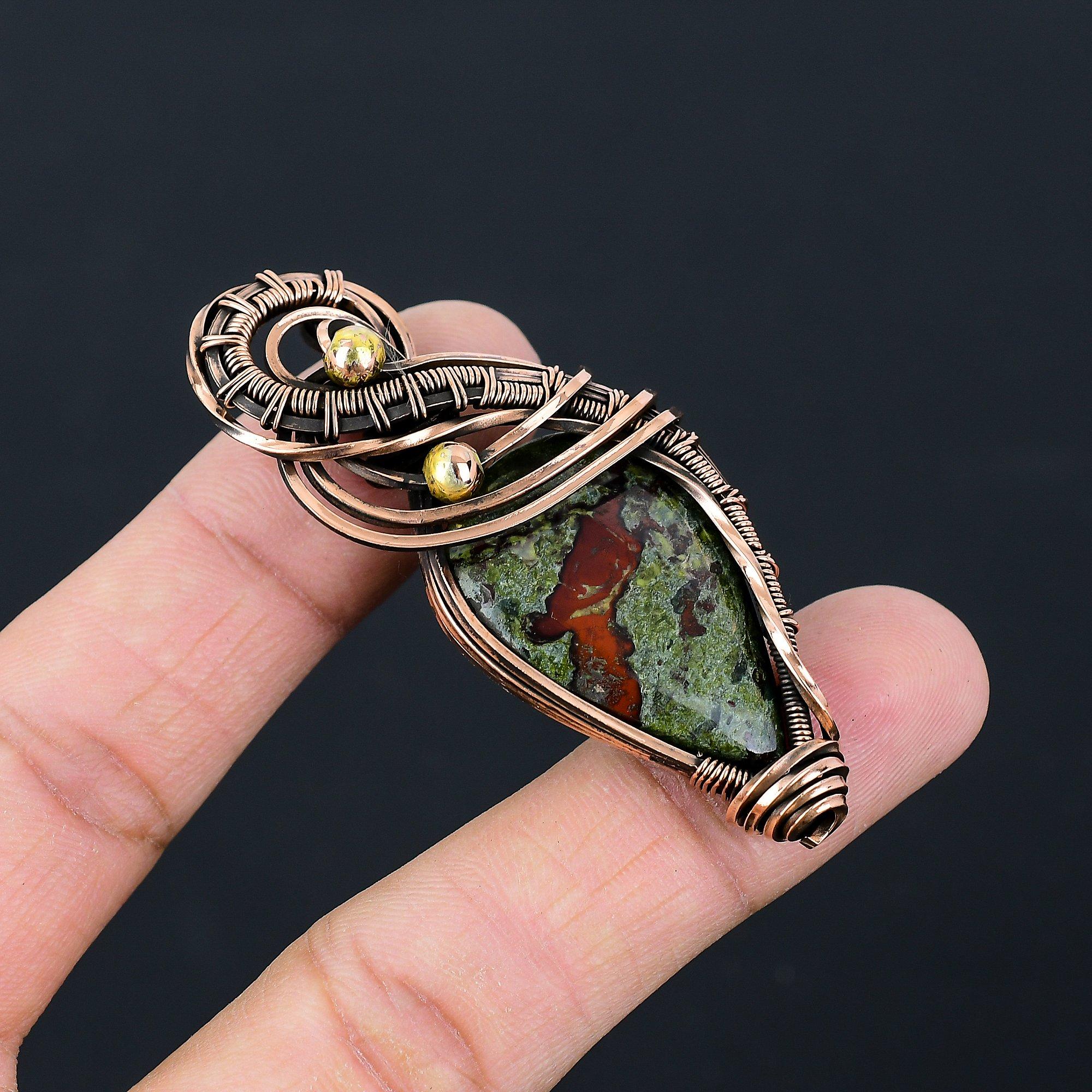 Dragon Blood Jasper Gemstone Pur Cupru Sârmă Înfășurat Handmade Bijuterii Pandantiv