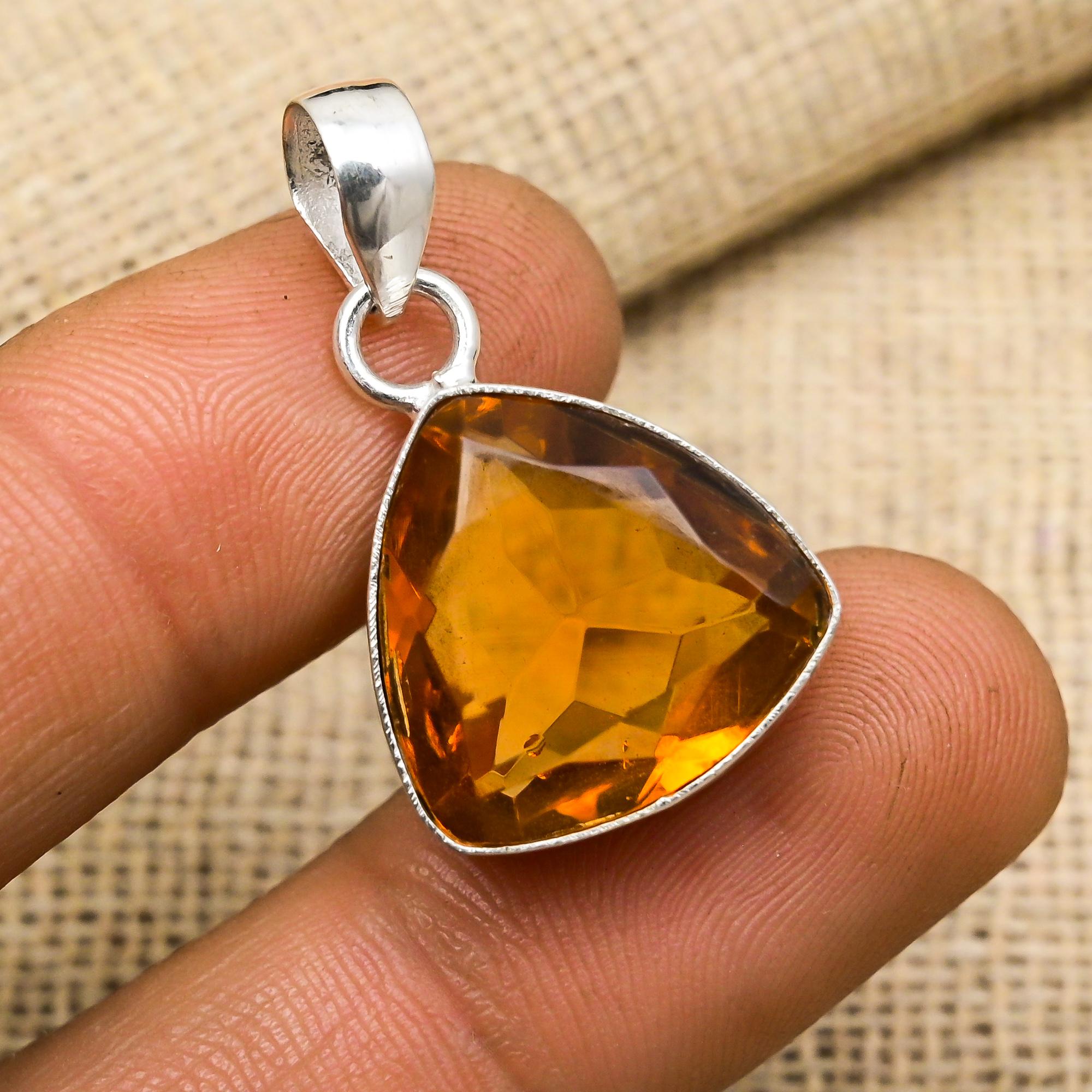 Honey Topaz Pendant, 925 Solid Sterling Silver Pendant, Handmade Gemstone Jewelry, Gifts For Wife Brand New Pendant