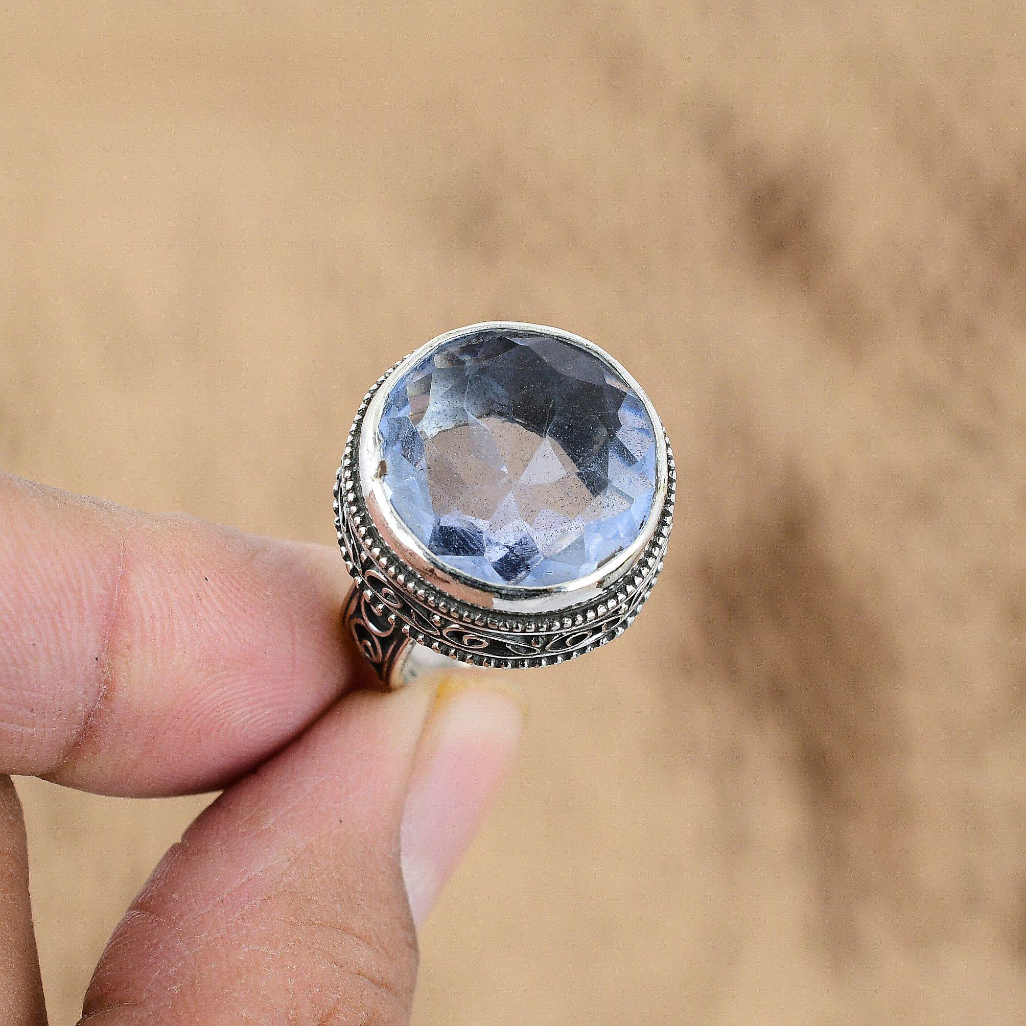 Natural Tanzanite Quartz Promise Vintage Ring Size 7 925 Silver For Women