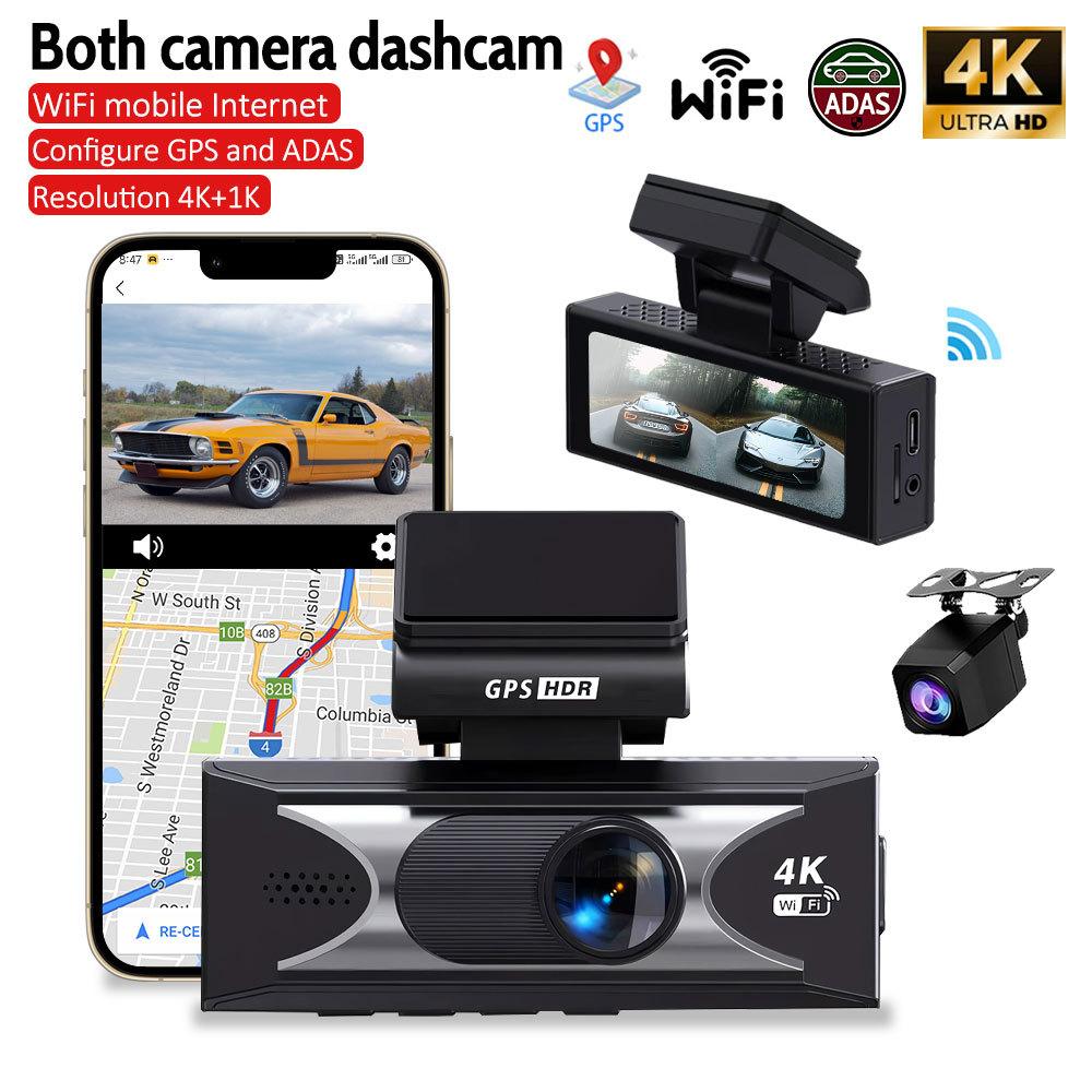 4K Dual Lens Dash Cam, Front and Rear Recording, Super Wide Angle, Night Vision, WiFi, GPS