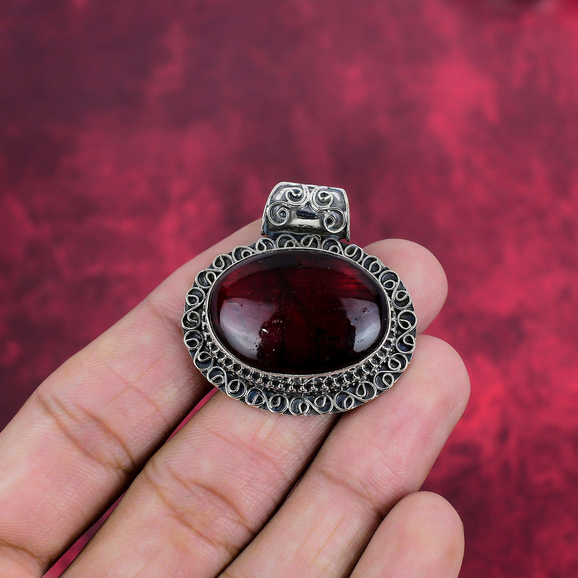 Red Flash Labradorite Pendant, 925 Solid Sterling Silver Pendant Handmade Gemstone Jewelry, Gifts For Wife Brand New Pendant