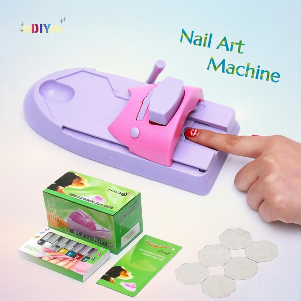 DIY Nail Art Printer Machine with Colorful Stencils - Automatic Pattern Printing Tool Set for Home Salon Manicure