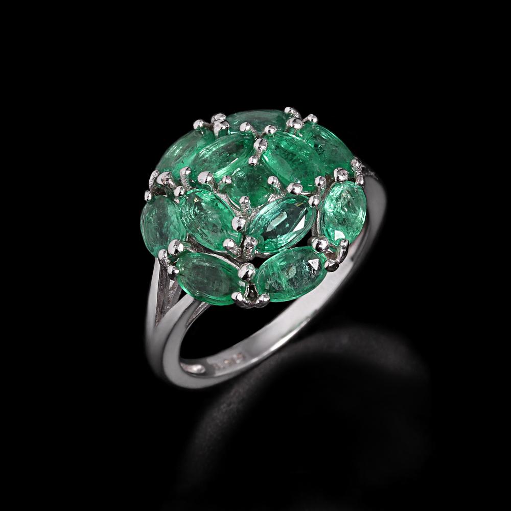Light luxury 925 sterling silver ring real gemstone Natural oval zambia Emerald fine jewelry elegant and noble gift for women
