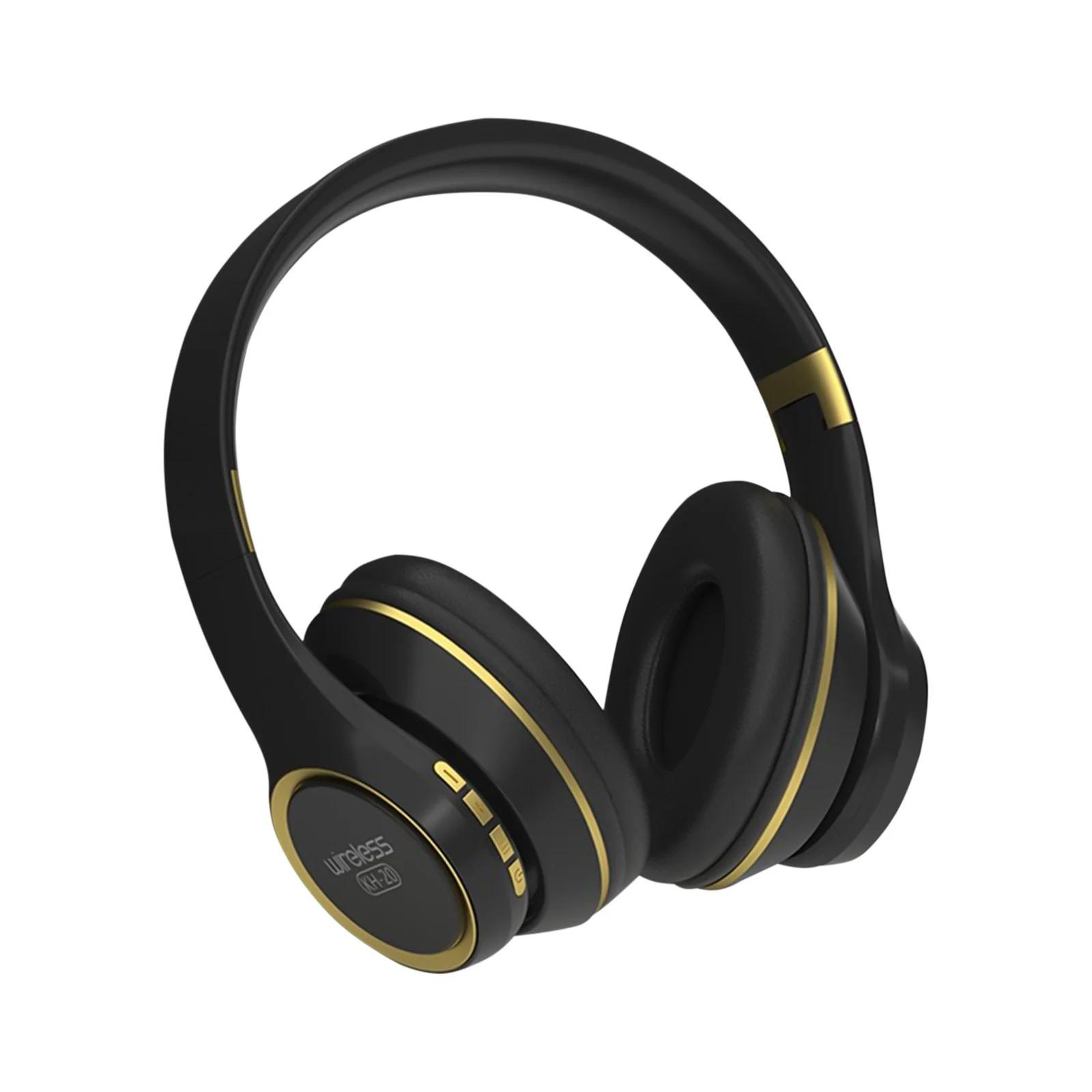 KH20 Earphones Over Ear Bluetooth Headphones Wireless Headset with Built-in Mic Soft Earmuffs Retractable Holder Connecting Audio Cable On Clearance