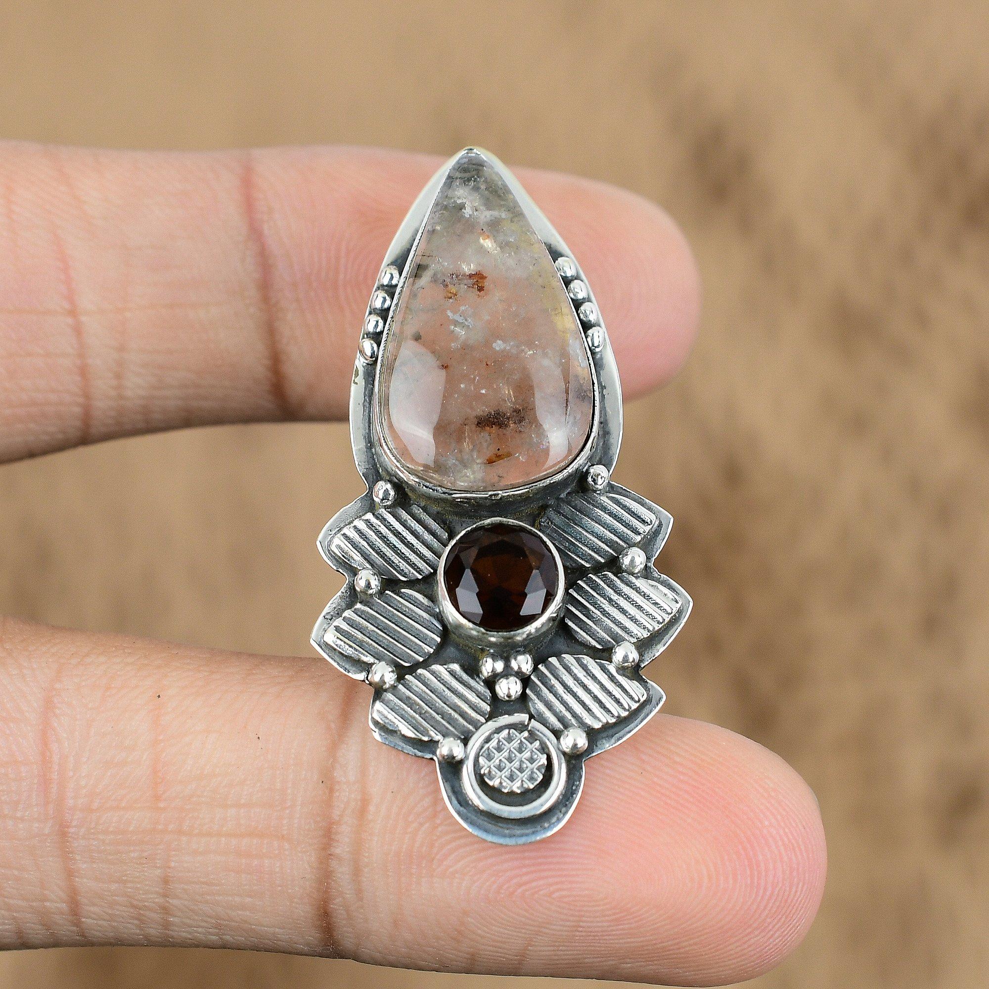 Natural Elestial Quartz Gemstone Jewelry 925 Sterling Silver Pendant For Girls