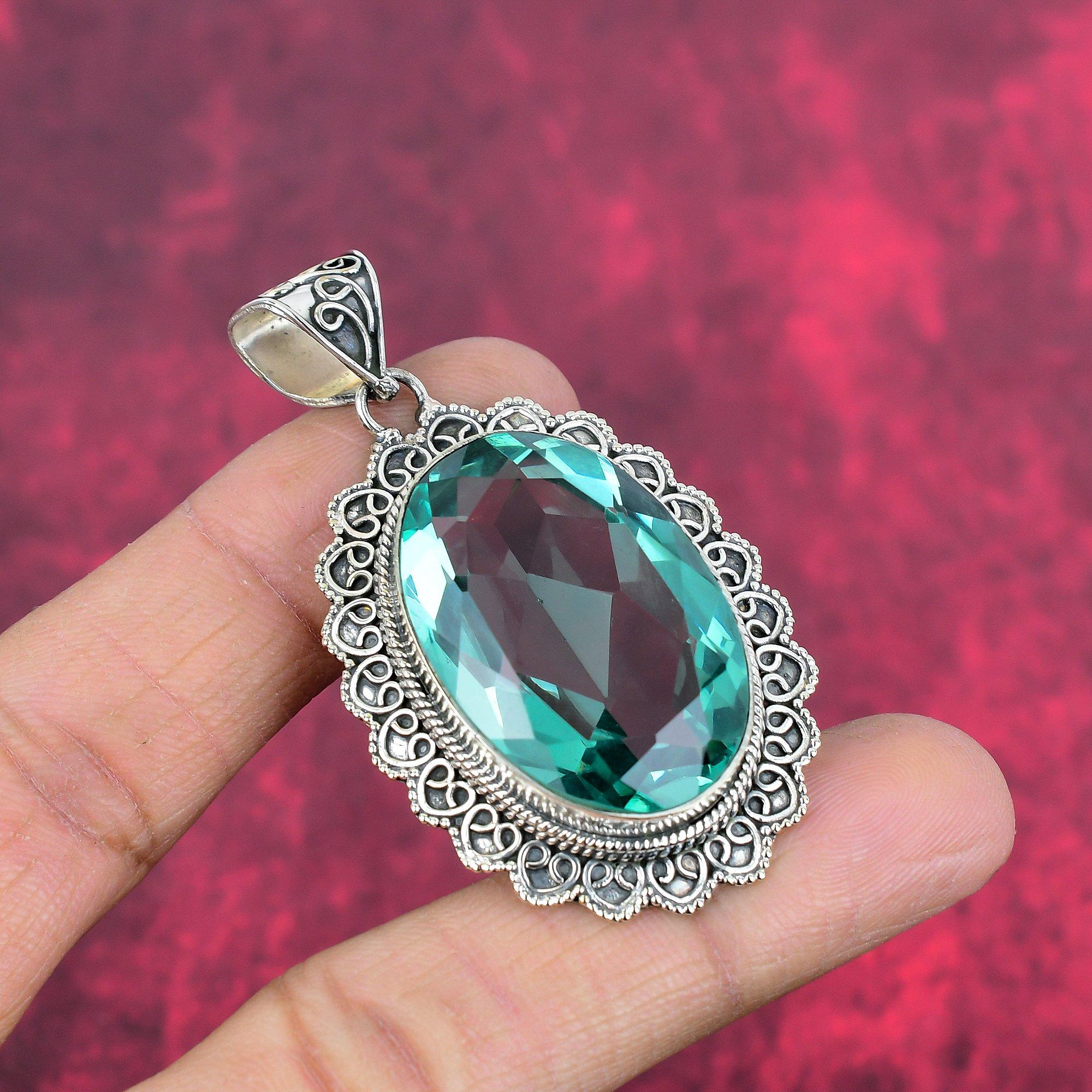 Aqua Apatite Pendant, 925 Solid Sterling Silver Pendant Handmade Gemstone Jewelry, Gifts For Wife Brand New Pendant