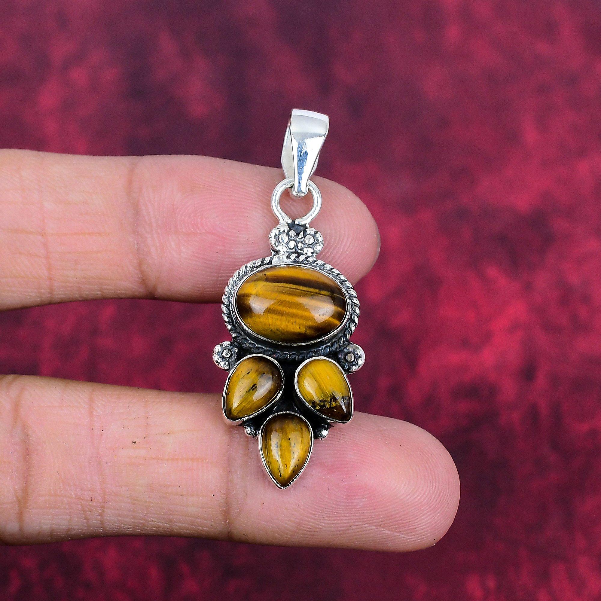 Tiger Eye 925 Solid Sterling Silver Pendant, Handmade Gemstone Pendant Jewelry, Gifts For Wife Brand New Pendant