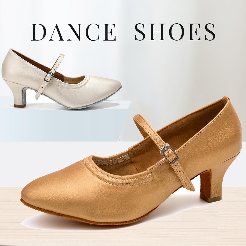 Mid-heel Modern Dance Shoes Women Close Toe Leather Ladies Tango Waltz Latin Party Ball Dancing Shoes Heel 5cm