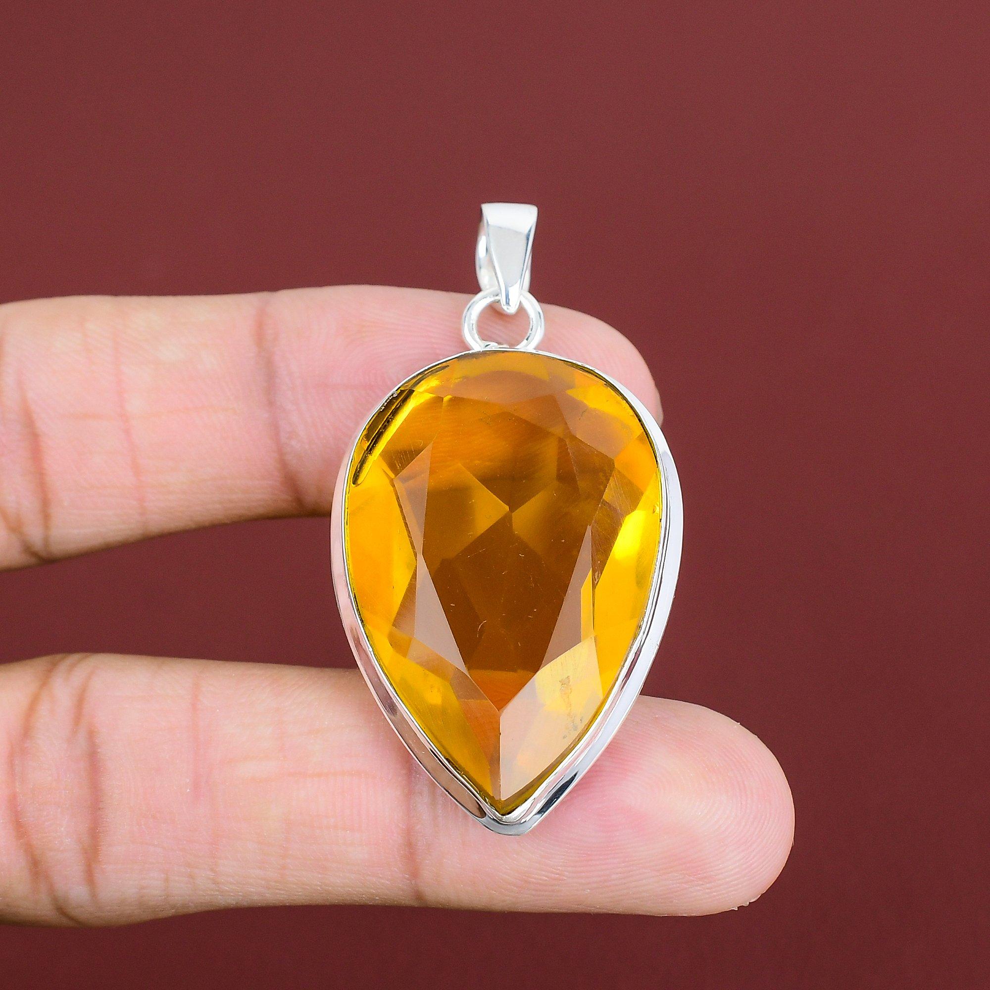 Faceted Citrine Pendant 925 Sterling Silver Pendant Real Gemstone Jewelry Handmade Pendant Citrine Jewelry Gifts For Wife Brand New Pendants