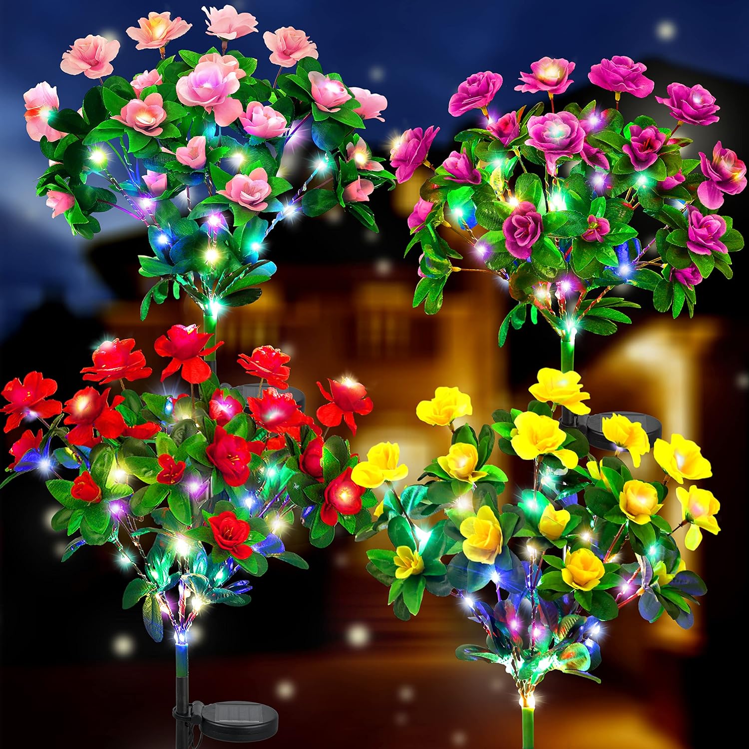 LED Solar Azalea Flowers Garden Lamp Home Decorative Light Landscape Lawn Path Holiday Wedding Lights