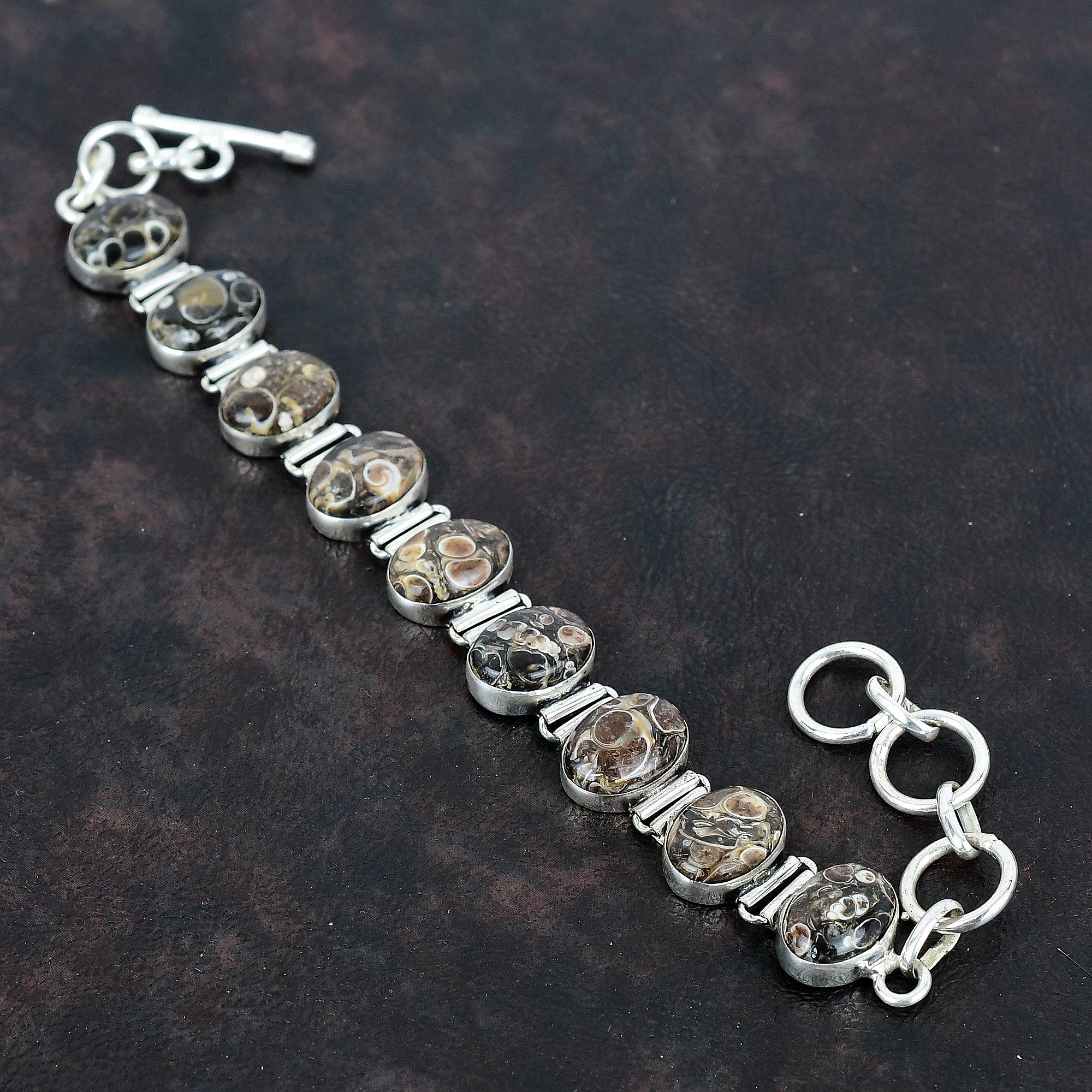 Turritella agate bracelet gemstone jewelry 925 sterling silver bracelet adjustable chain handmade bracelet brand new jewelry gifts for women