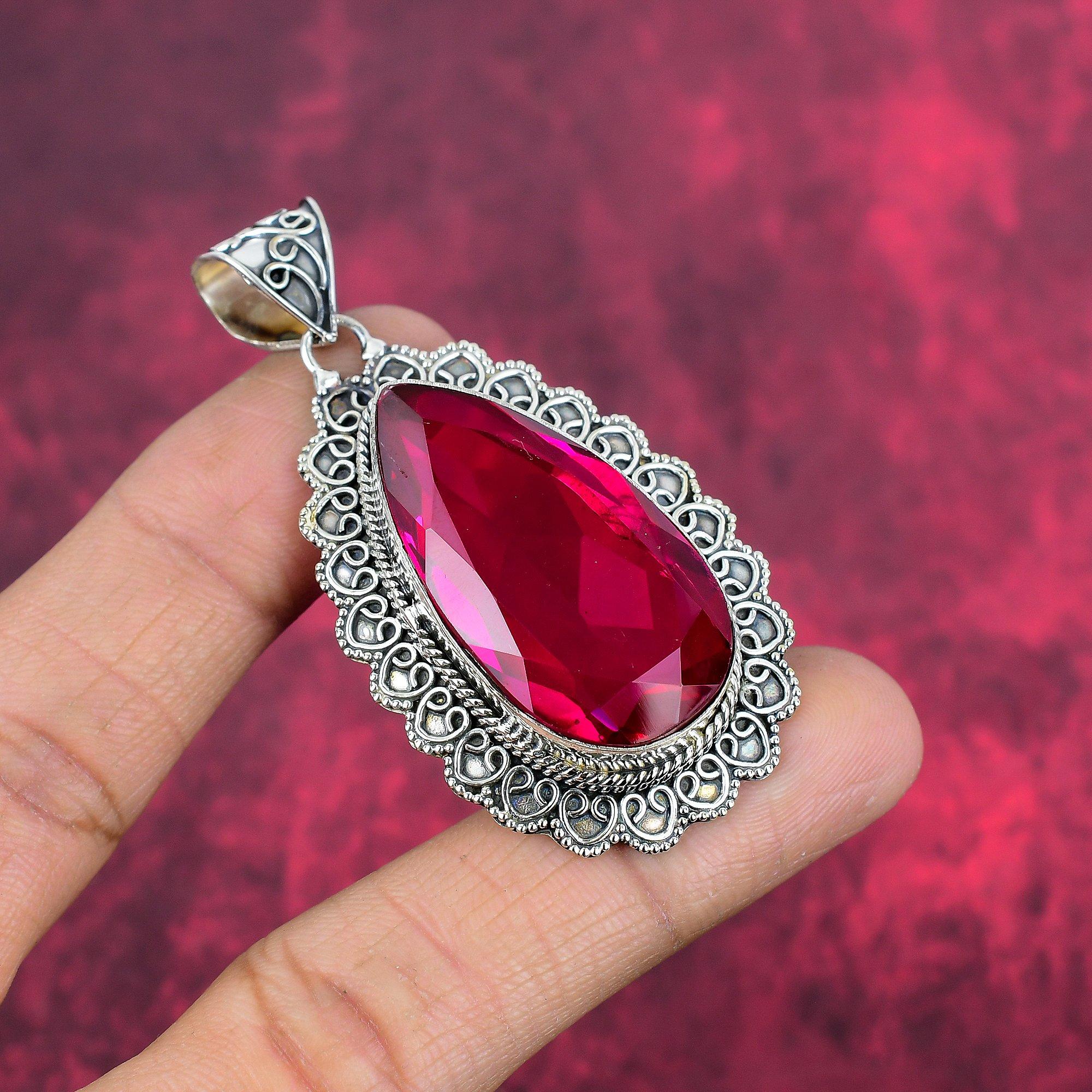 Rubilite 925 Solid Sterling Silver Pendant, Handmade Gemstone Pendant Jewelry, Gifts For Wife Brand New Pendant