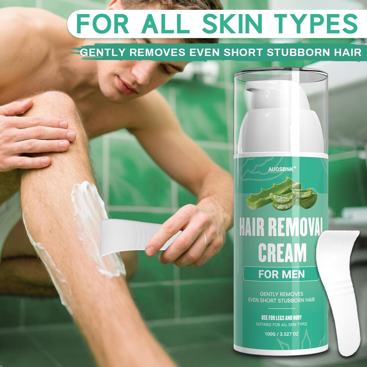 Men's Hair Removal Cream, Depilatory Cream for Men, Hair Remove Cream With Scraper, Aloe Vera Moisturizing, Painless, Moisturizing-100g