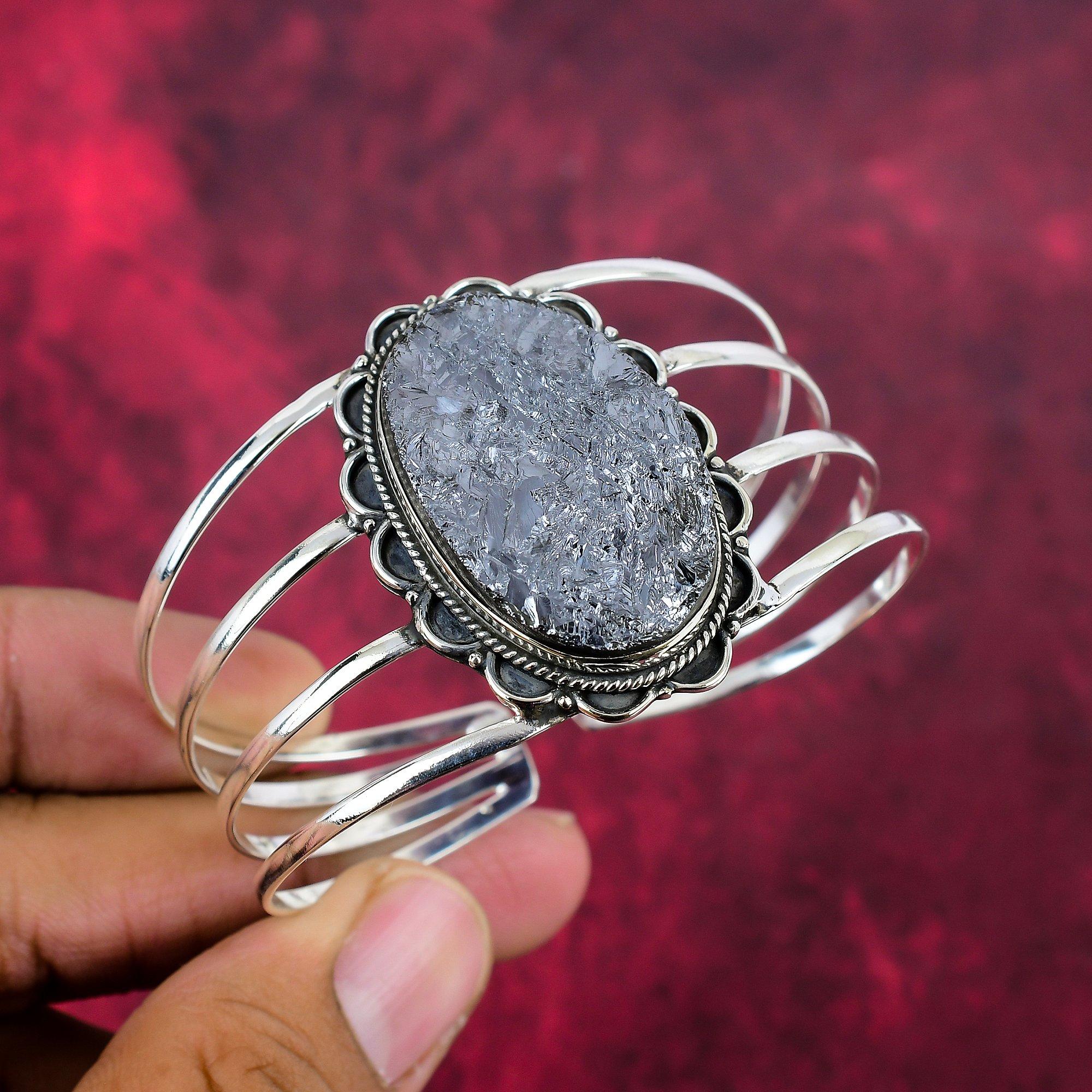 Schungit Rohschmuck, 925 Sterling Silber Armreif, handgefertigter Edelstein Schmuck Armreif, Für den Gedenktag