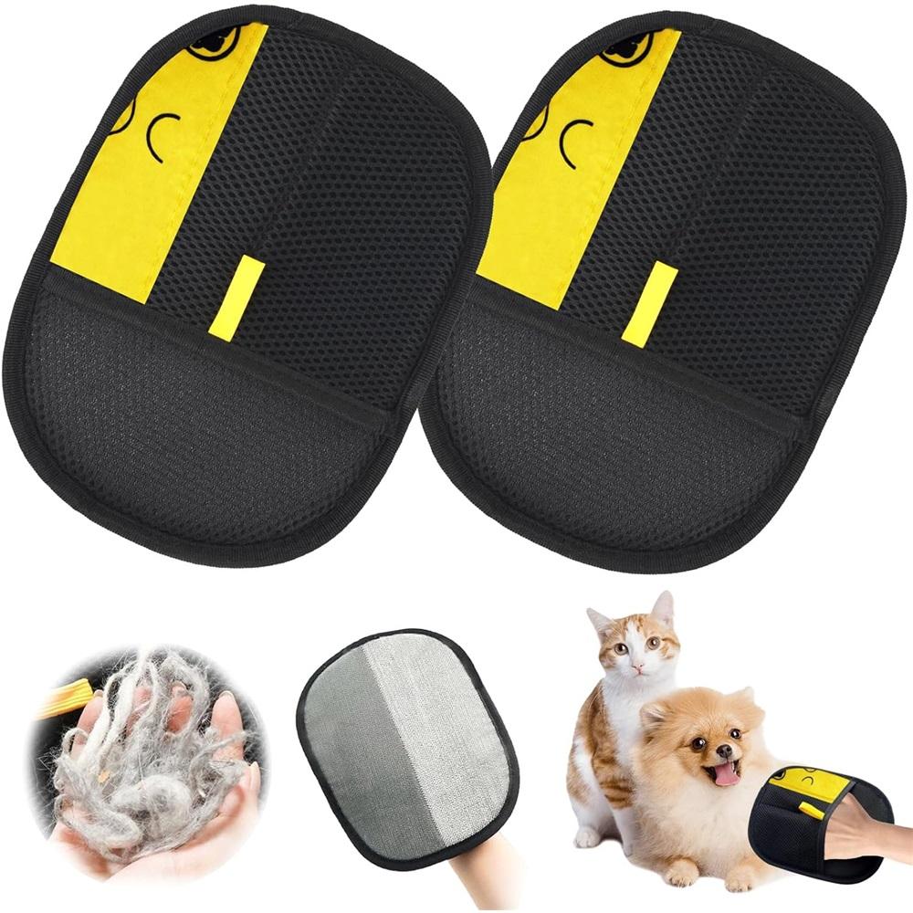 Balení 2 rukavic pro odstraňování chlupů domácích mazlíčků, elektrostatické rukavice pro odstraňování chlupů domácích mazlíčků, opakovaně použitelný nástroj pro péči o domácí mazlíčky, ideální pro koupání, odstraňování chlupů a péči