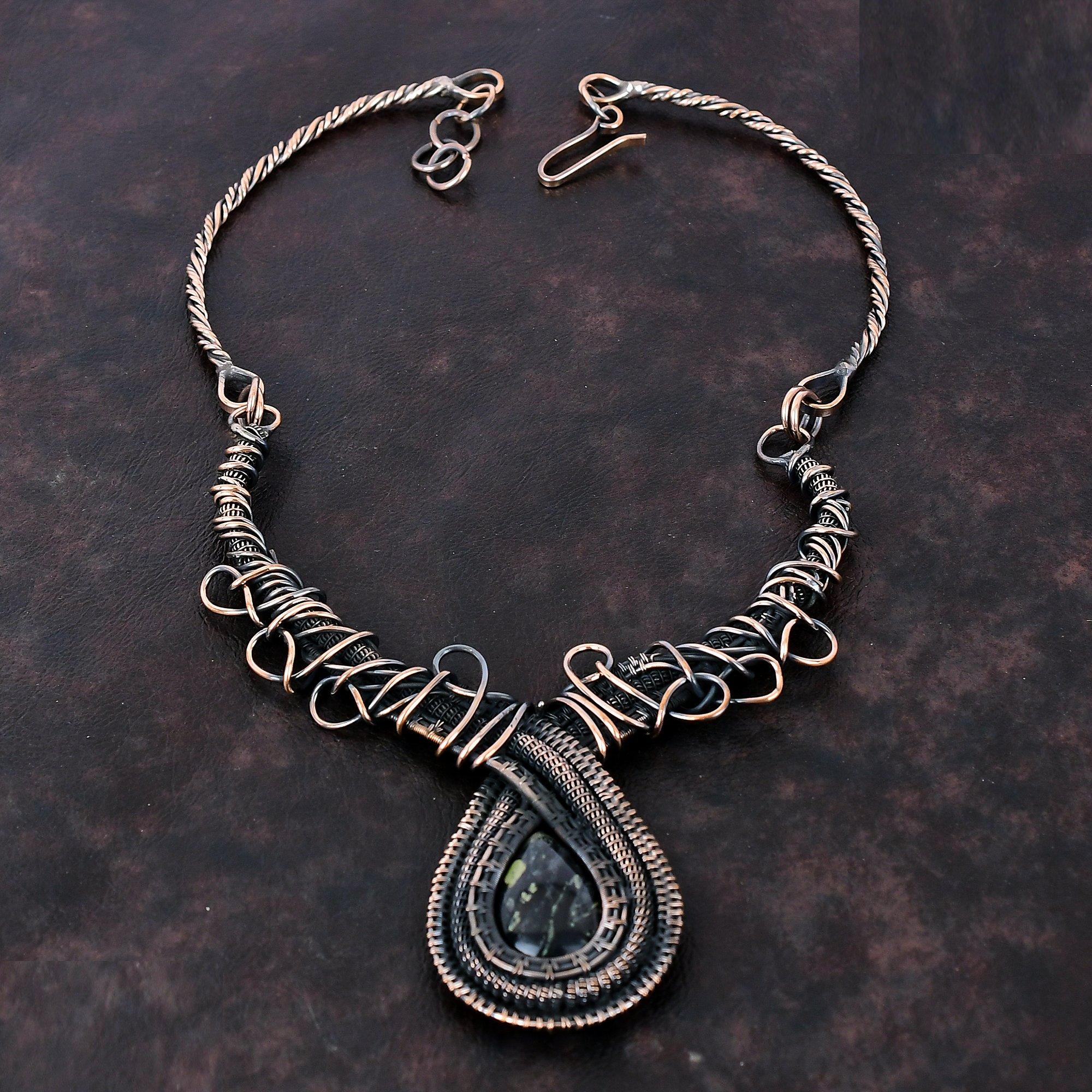Picasso Jasper Necklace Copper Wire Wrapped Adjustable Necklace Handmade Necklace Copper Wire Jewelry Genuine Gemstone Necklace Gift For Her