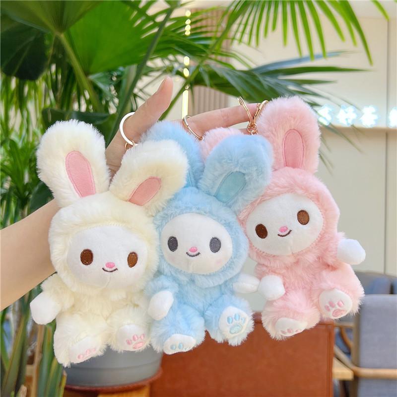 Animal Rabbit Key Ring Cute Plush Toy Stuffed Doll Bunny Keychain Bag Pendant Women Girl Birthyday Gift