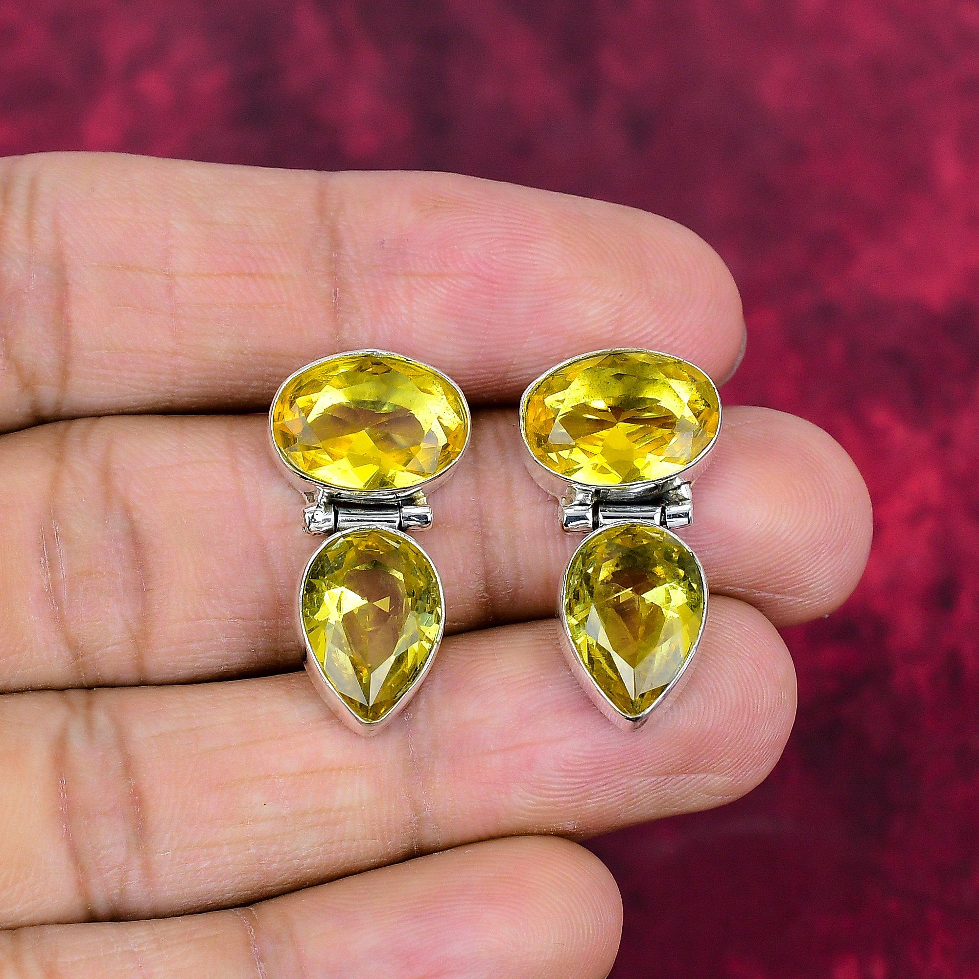 Lemon Topaz Earrings Gemstone Jewelry, 925 Solid Sterling Silver Handmade Earrings, Latest Design Jewelry
