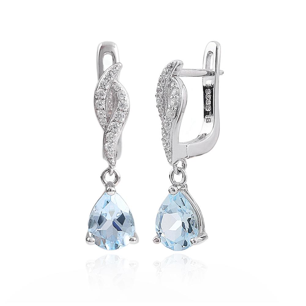 Gorgeous Natural Sky Blue Topaz 925 Sterling Silver Women's Earrings Pear 6*8mm Gemstones Fine Jewelry for Birthday Banquet Gift