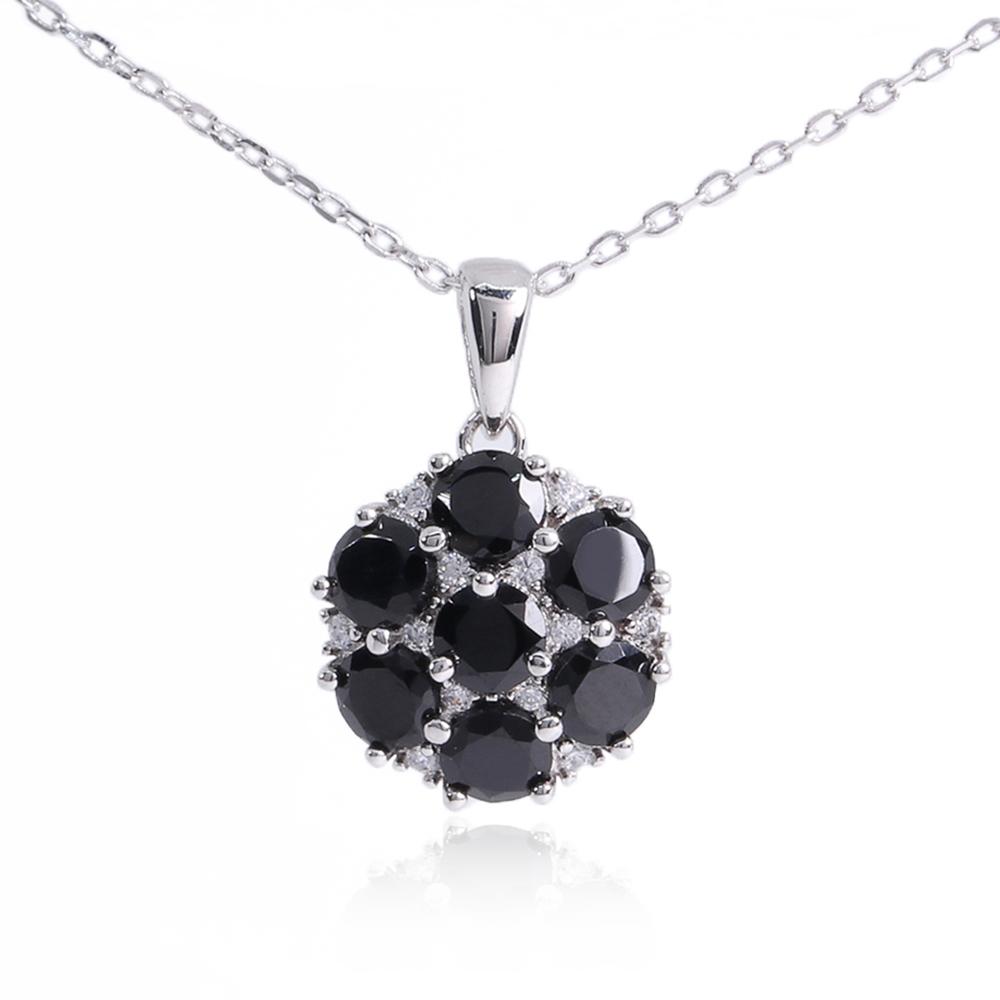 Simple women pendant necklace 925 sterling silver with natural Black spinel fine jewelry for women birthday gift